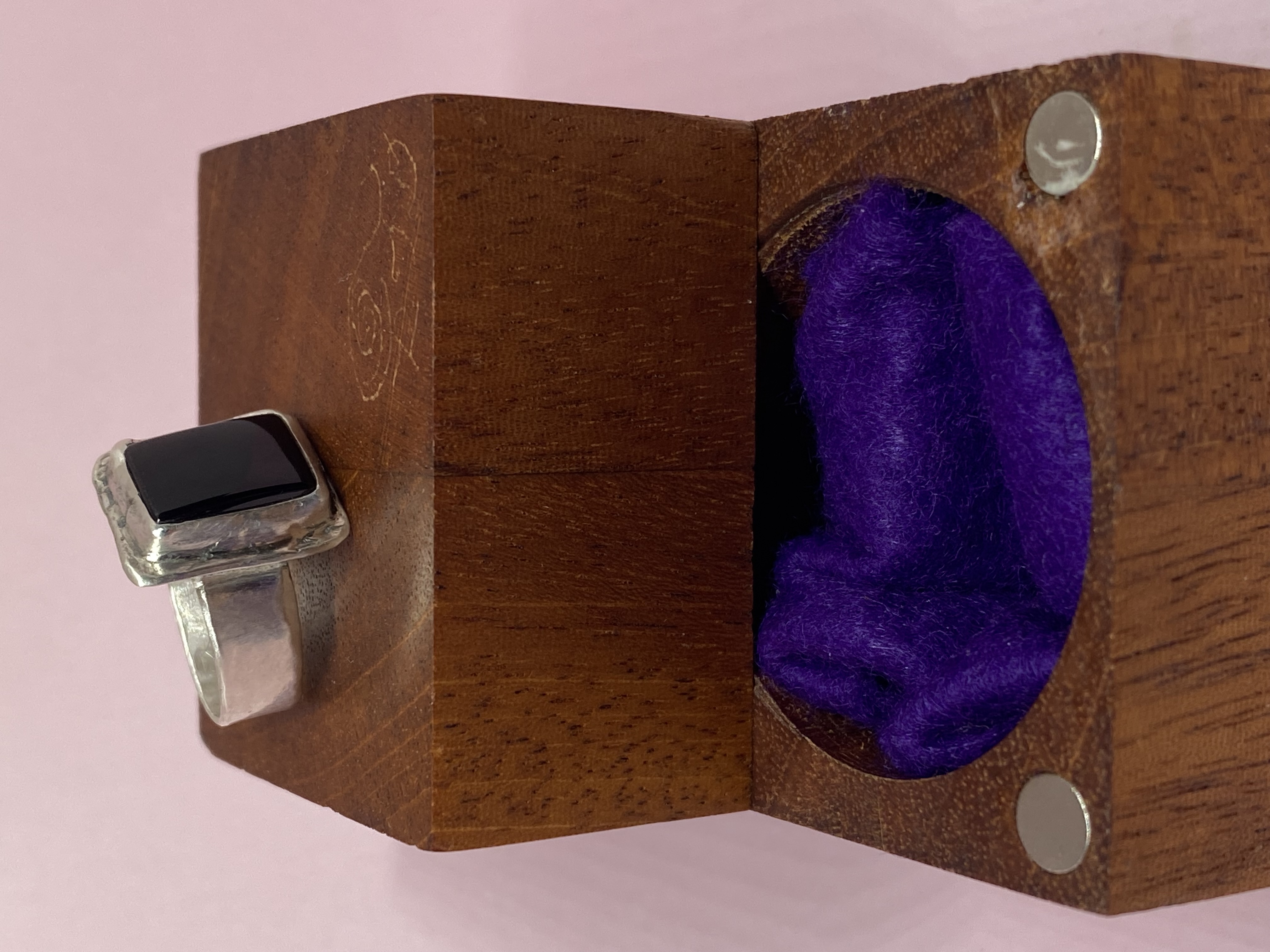 Black Onyx Squared Sterling Silver Size 5.5 Ring