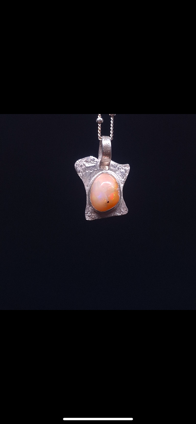 "Star Being Star" Peach Ethiopian Black Opal in Sterling Silver Pendant