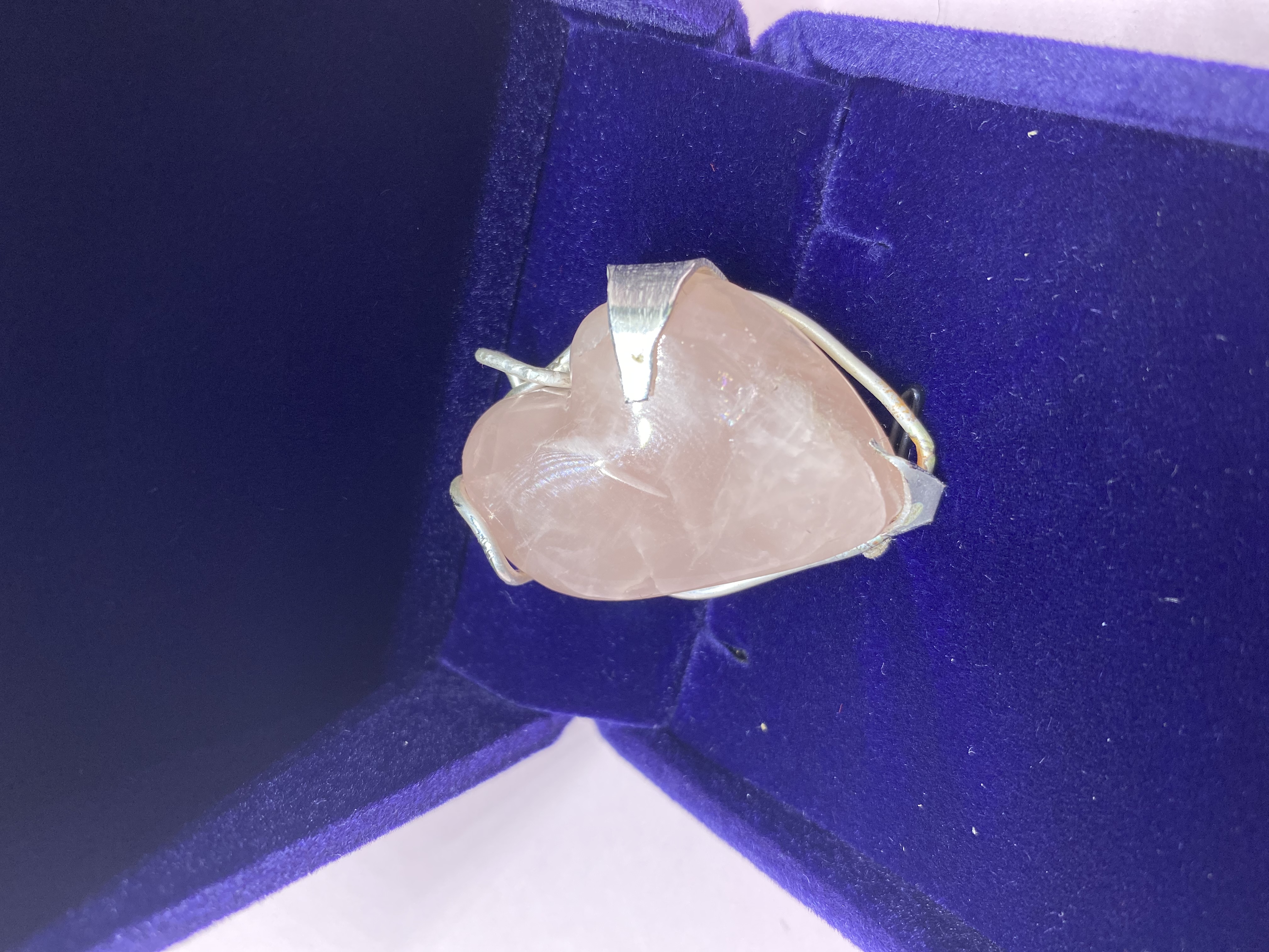 Rose Quartz Heart Pendant in Sterling Silver