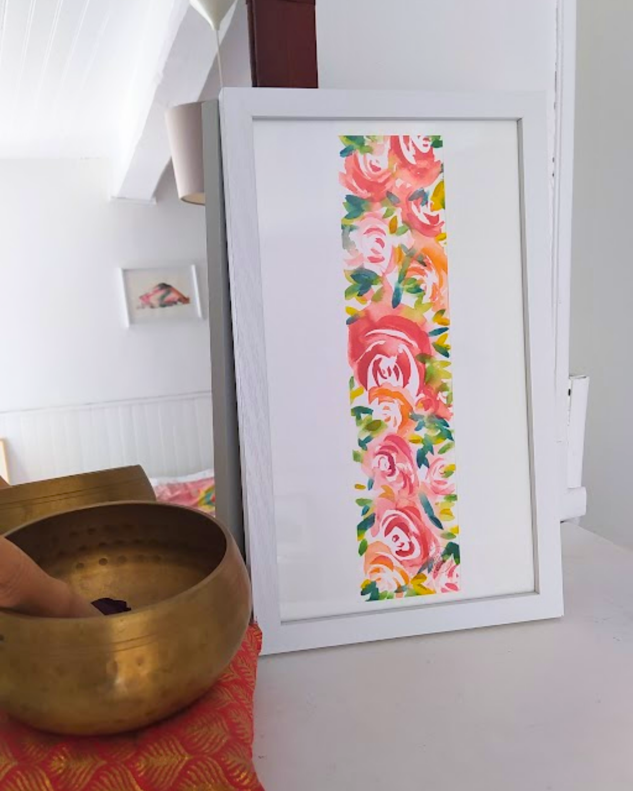 Roses à l'aquarelle-format long