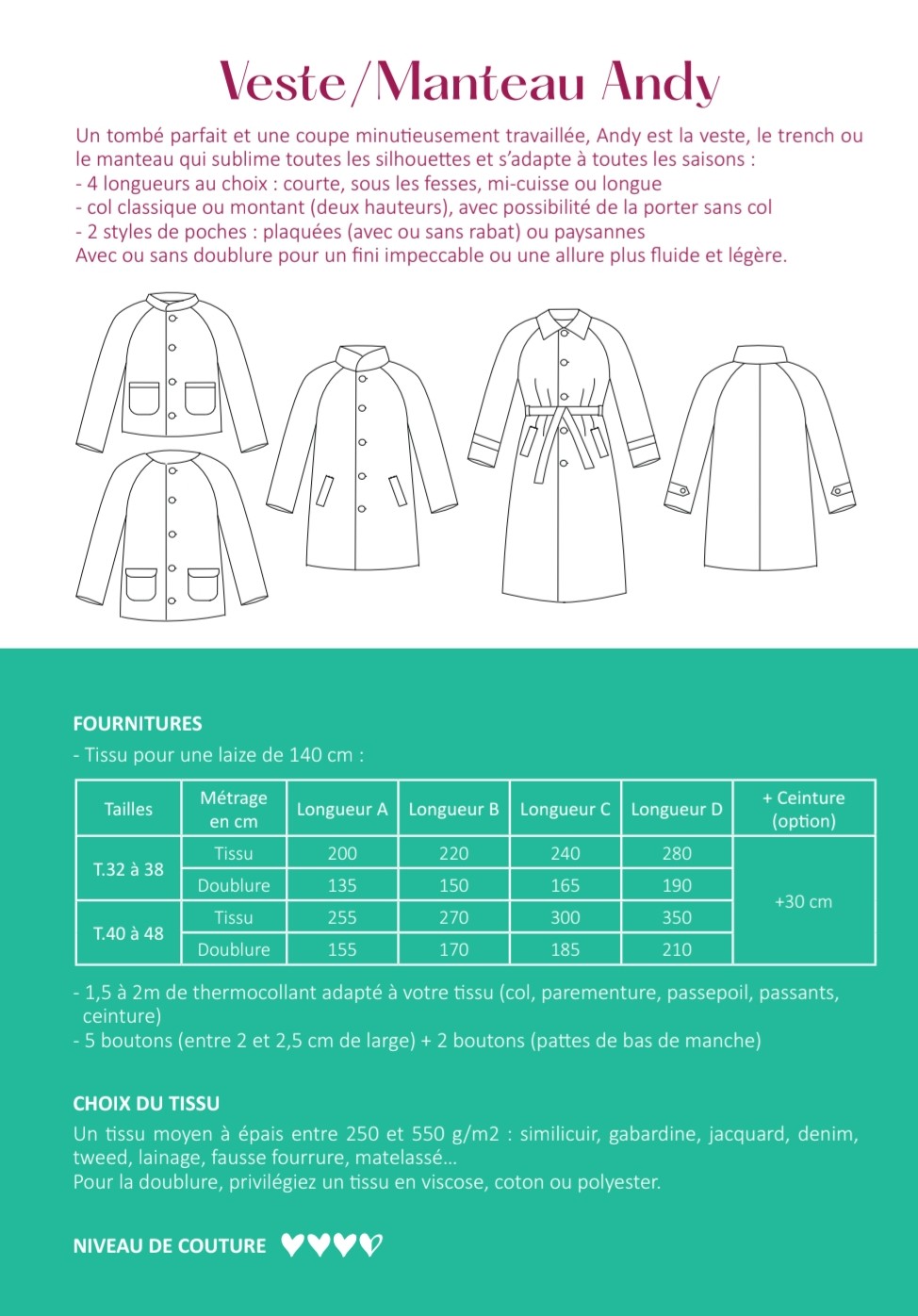 VESTE/MANTEAU ANDY - POCHETTE