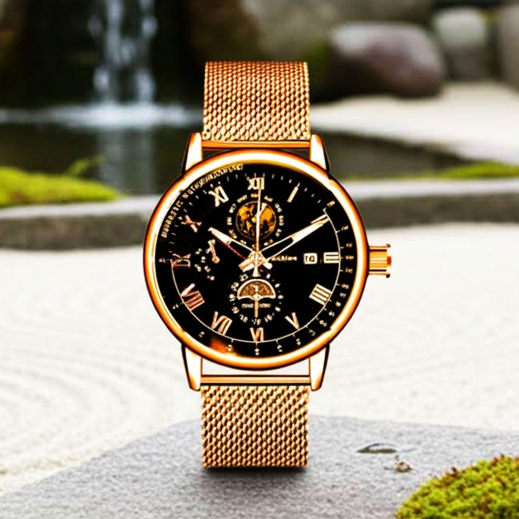 4 Avant Garde Black & Rose Gold Fashion Watch