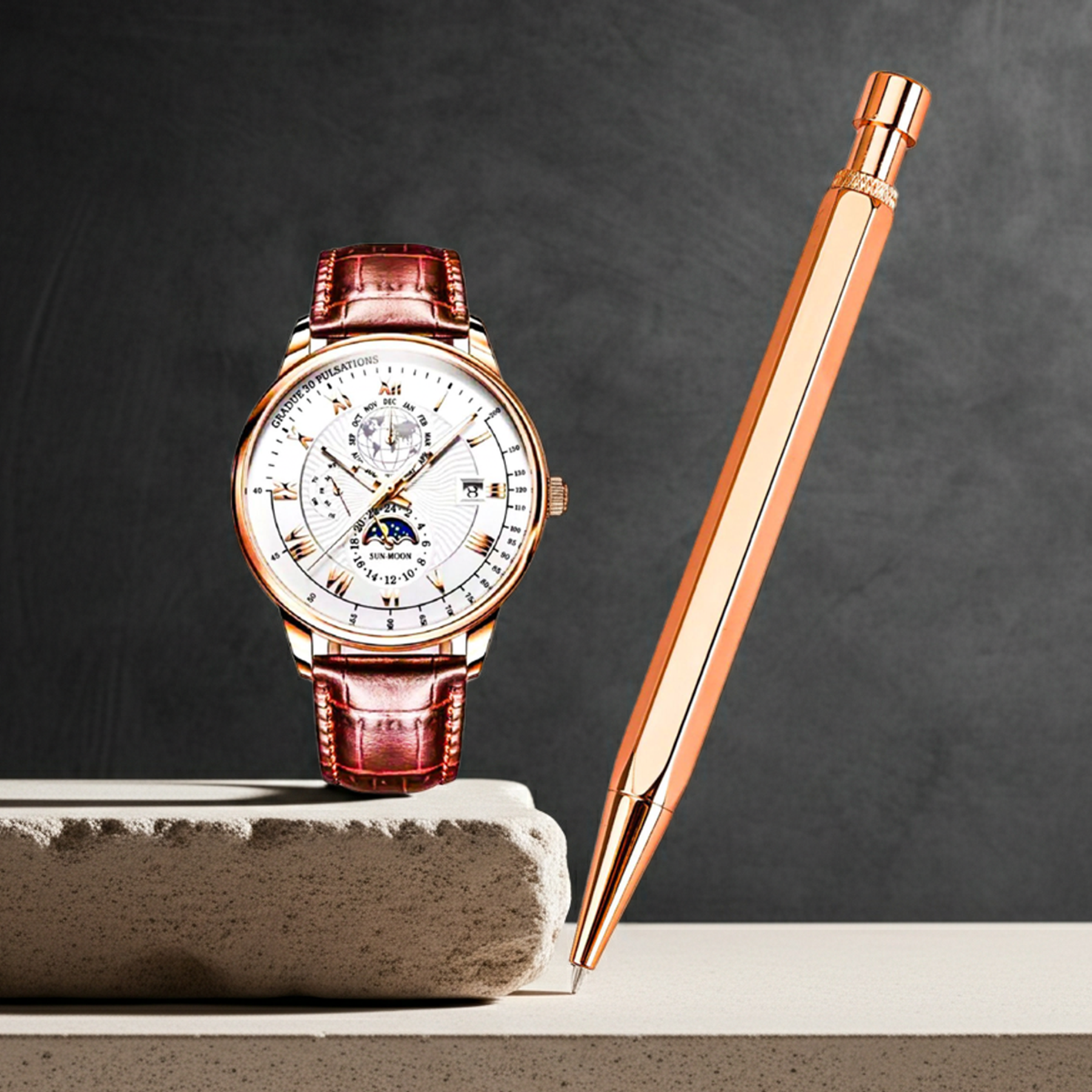 HX Rose Gold Watch & Pen Set (B)