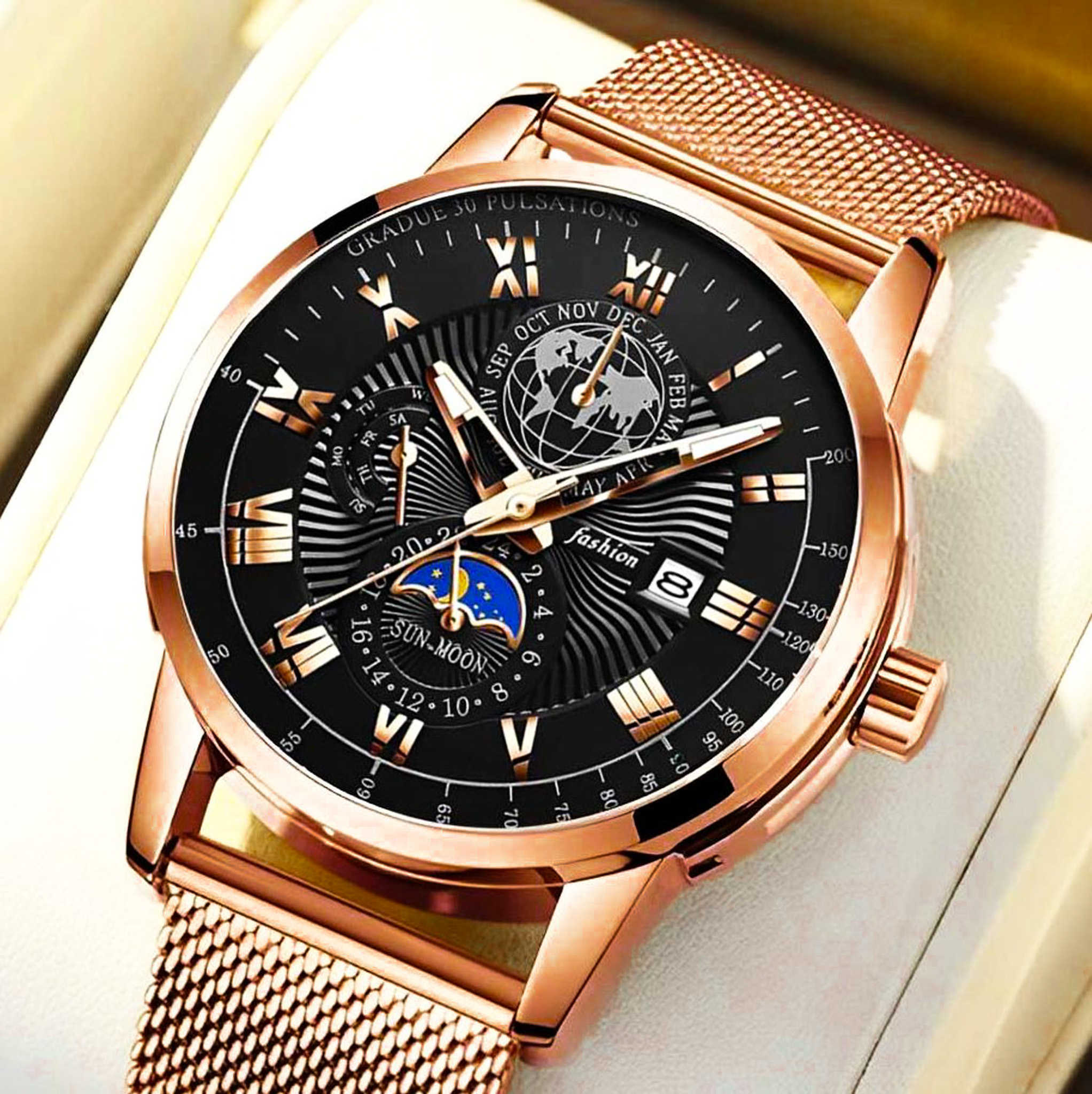 4 Avant Garde Black & Rose Gold Fashion Watch