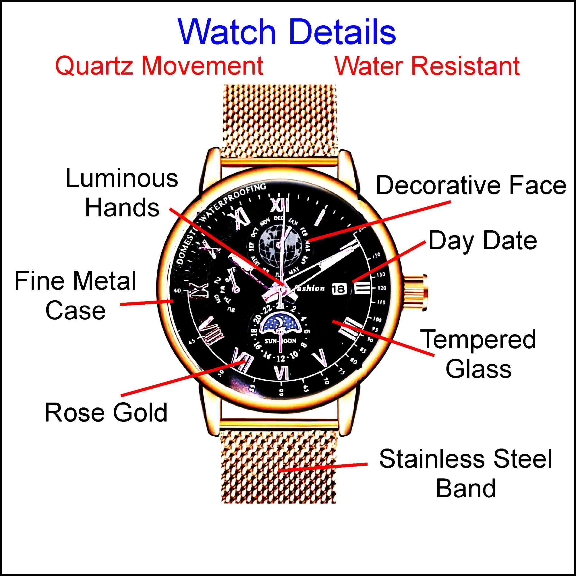 4 Avant Garde Black & Rose Gold Fashion Watch
