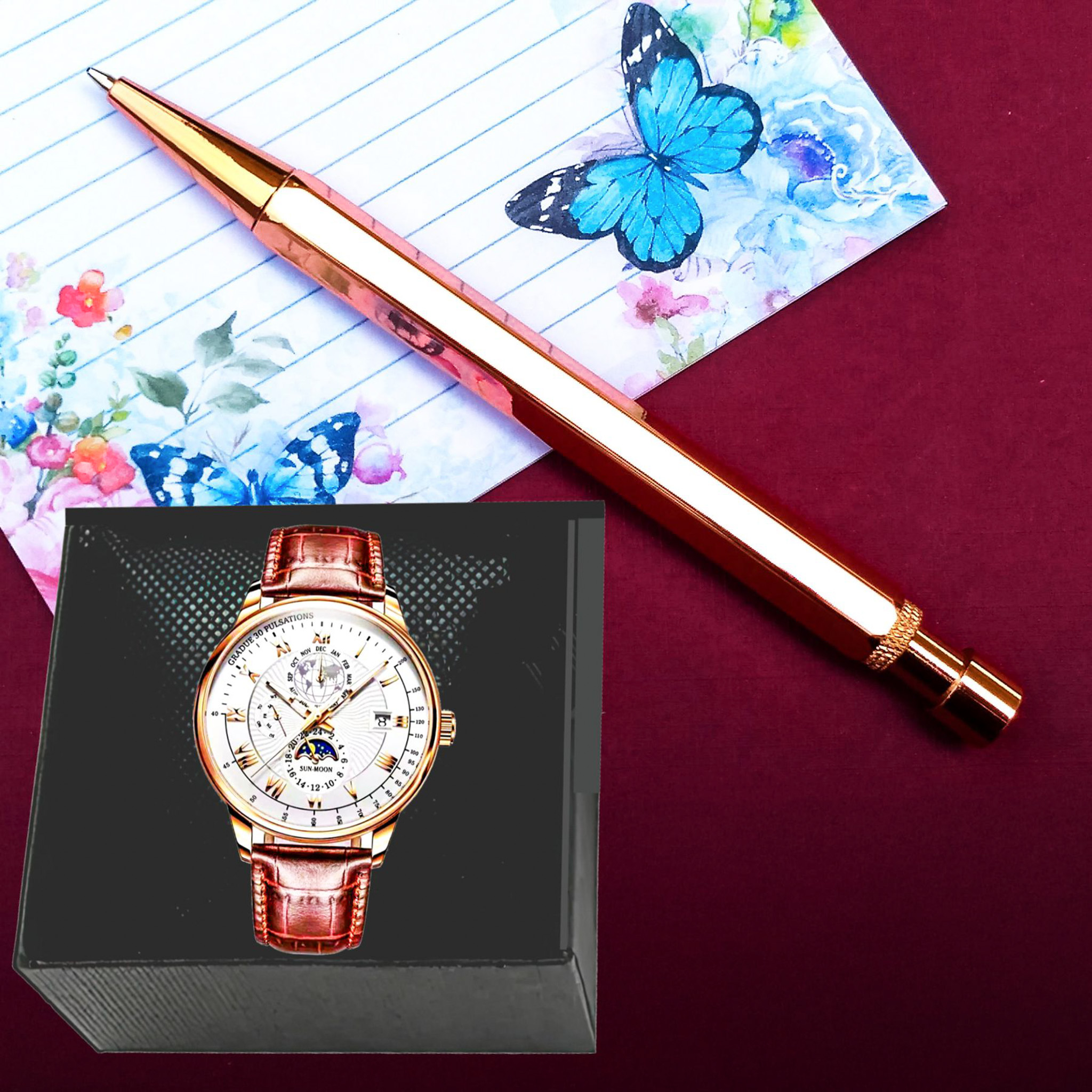 HX Rose Gold Watch & Pen
