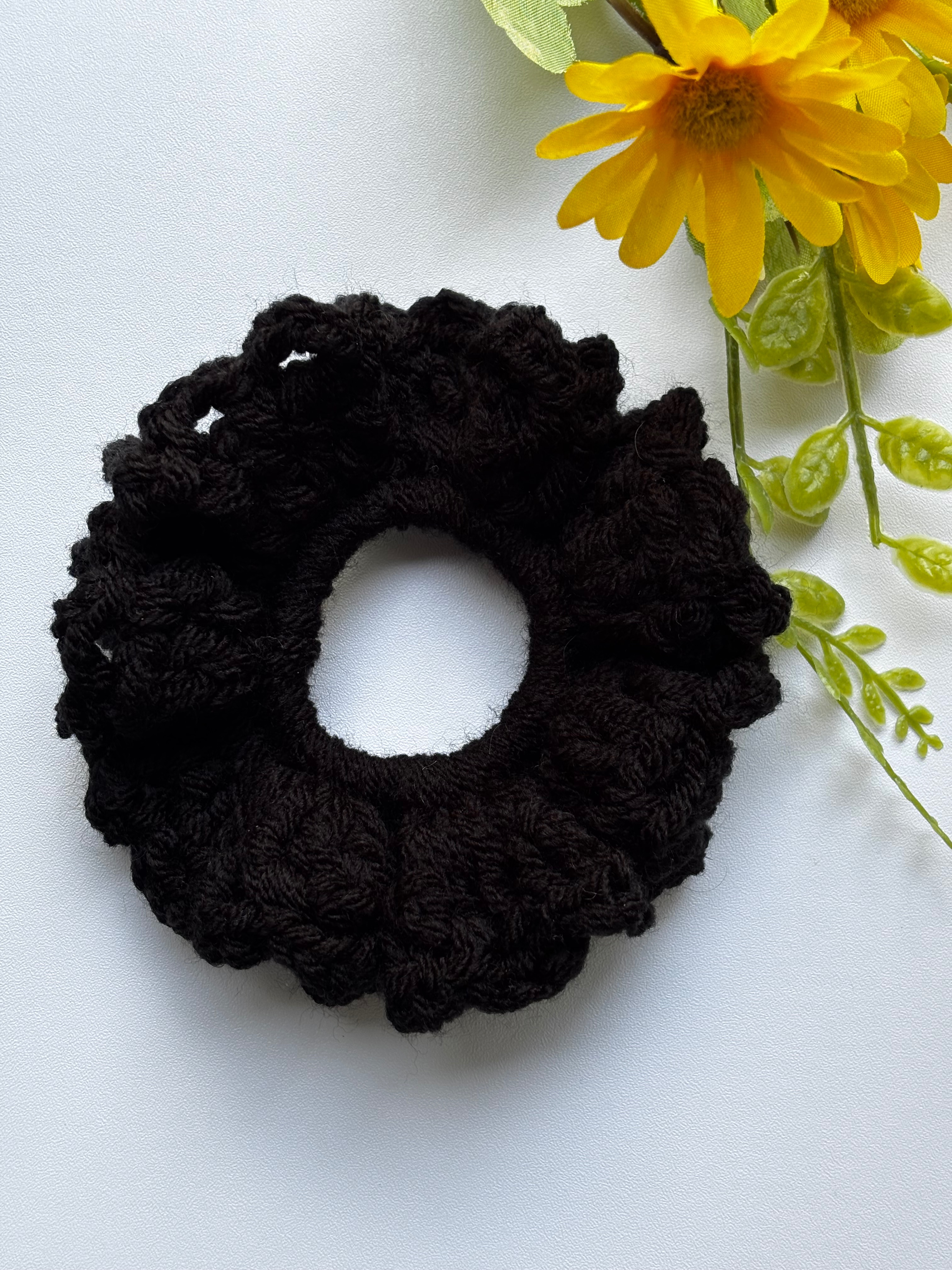 Handmade Black Crochet Scrunchie
