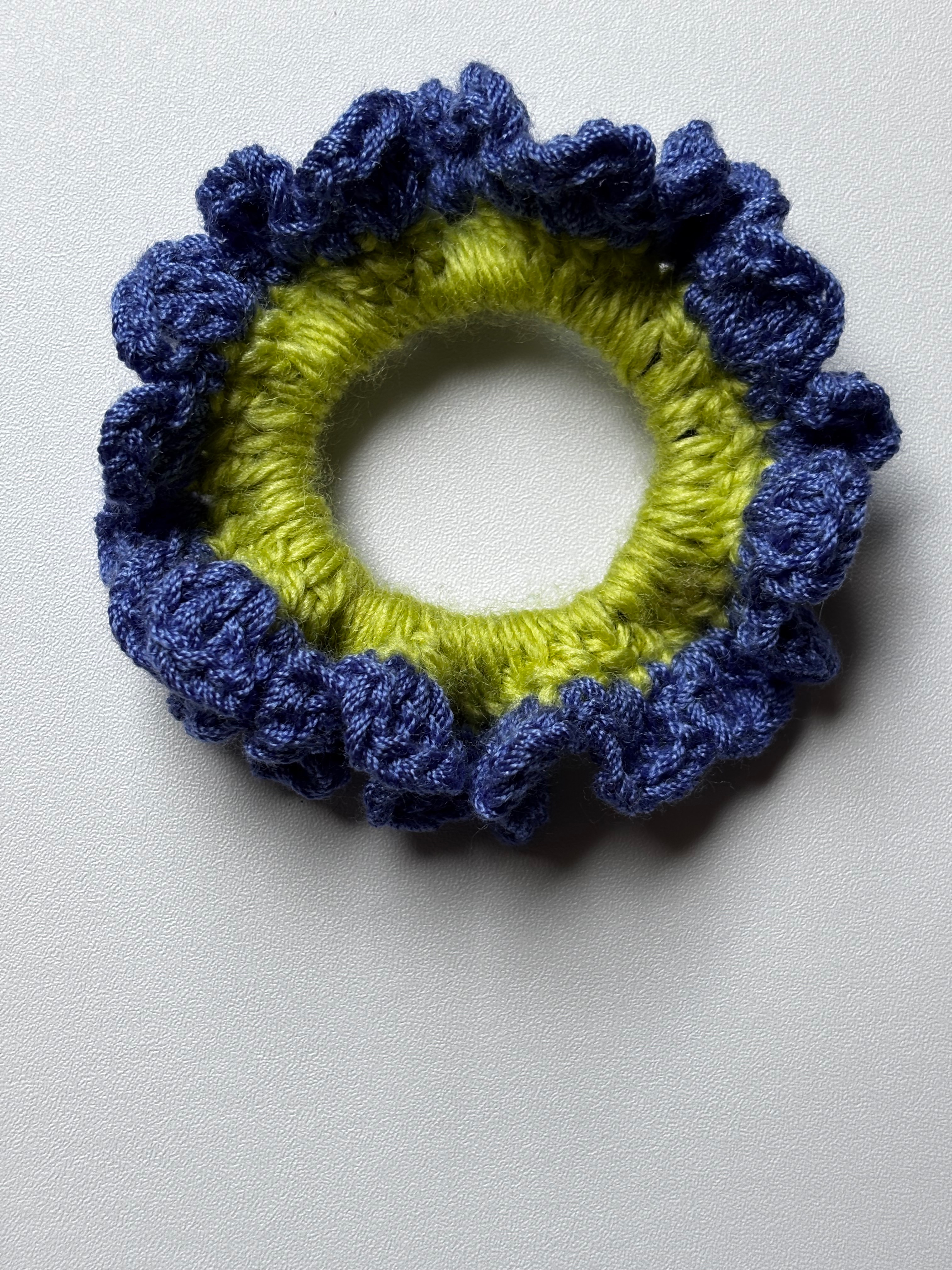 Handmade Crochet Blue Bell Hair Scrunchie