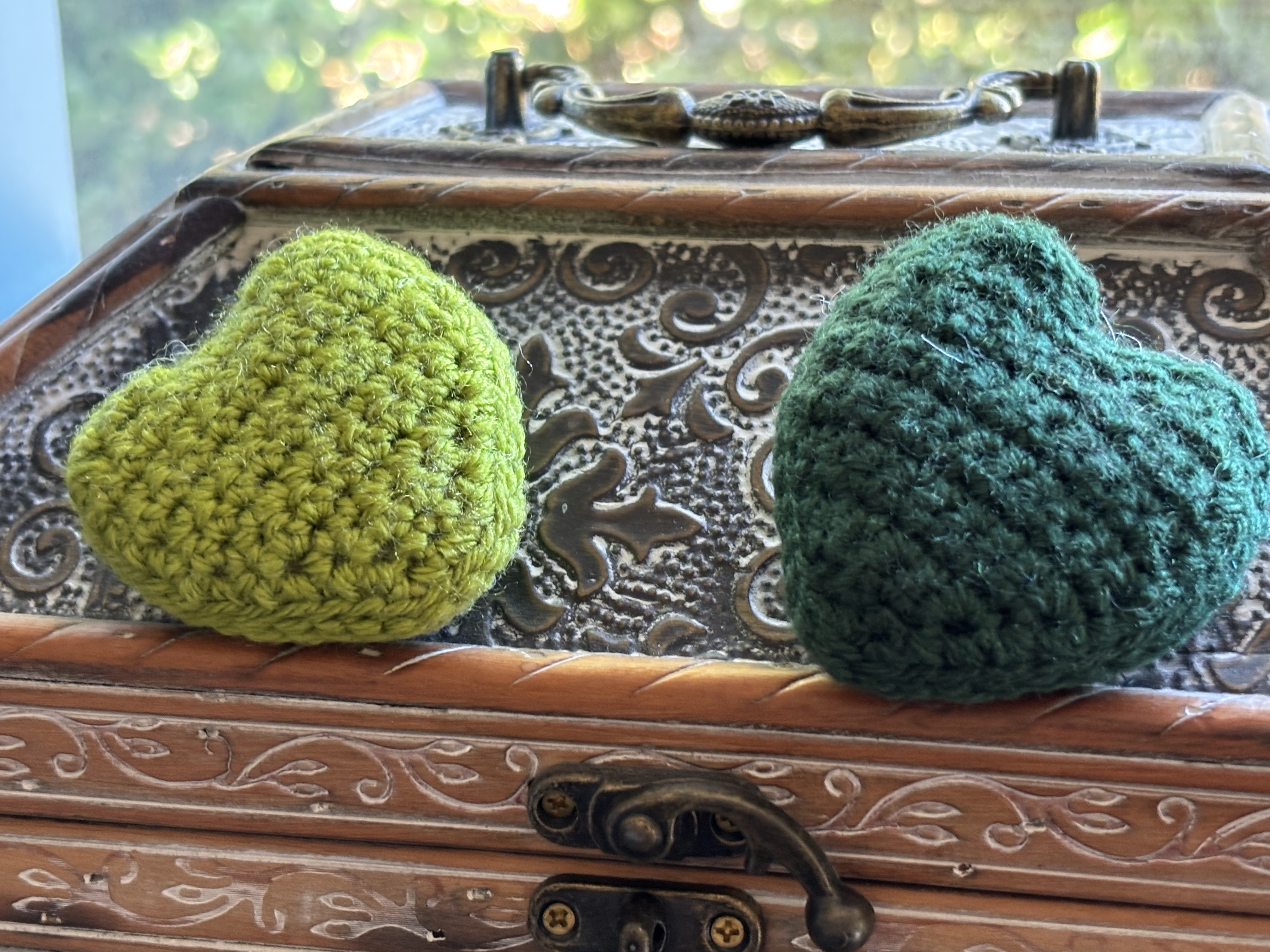 2 x Handcrafted Crocheted "Hooked on Hugs" Hearts