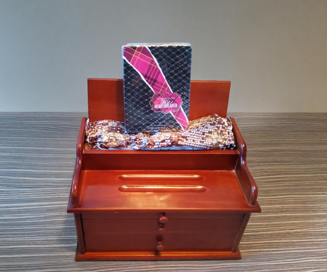 Wooden Jewelry Organizer with VC Heartbreaker Tease perfume