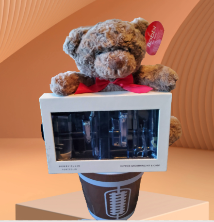 Gift Set with Plush Teddy Bear and Grooming Kit