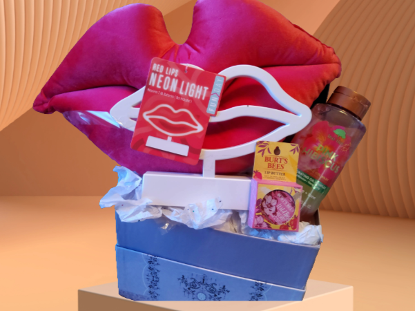 Lips-Themed Gift Basket
