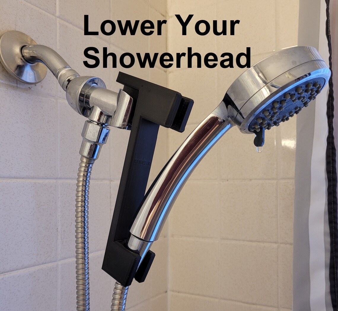 Showerhead lowering extension. Handy tool to lower your showerhead and have a comfortable bath like everybody else.