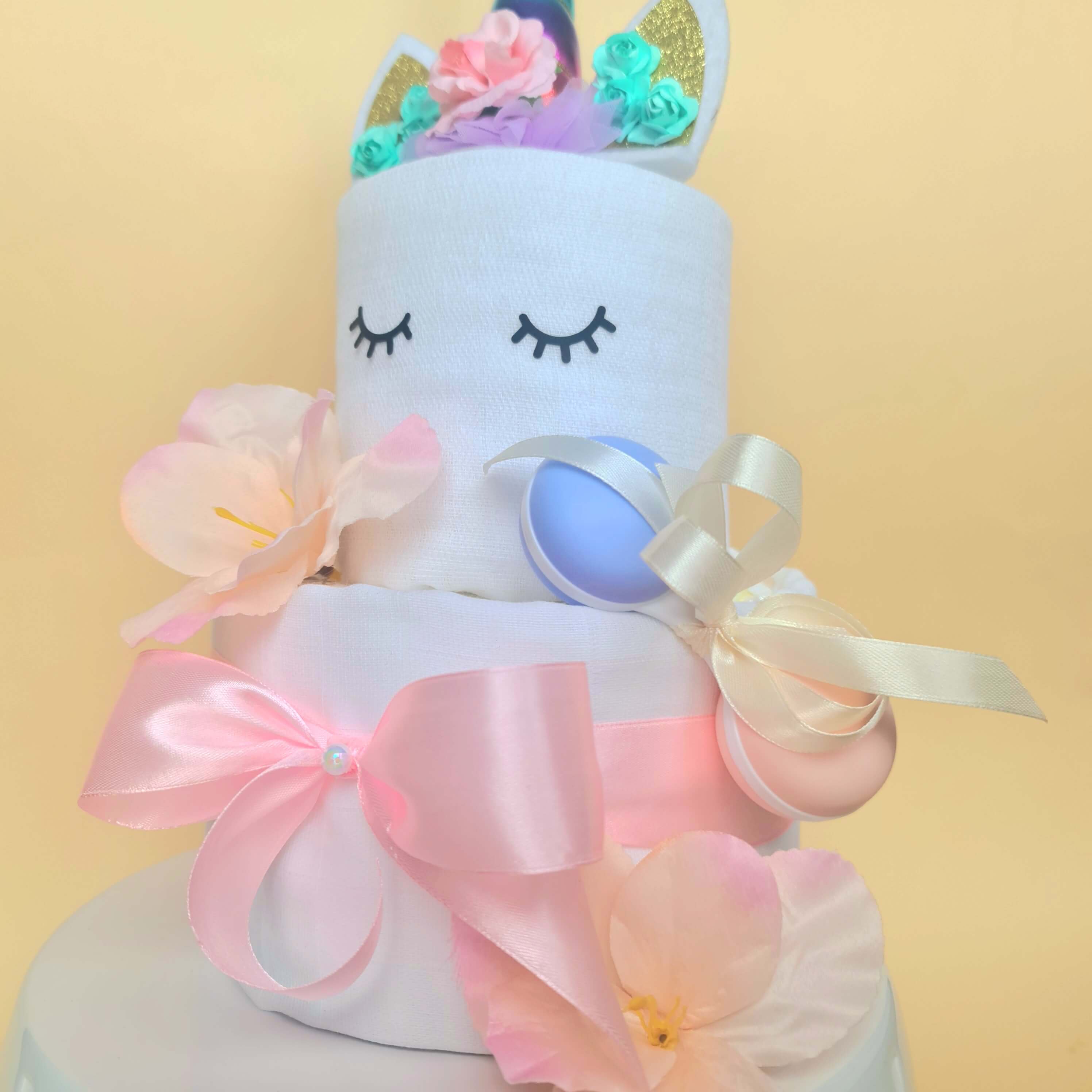 Vienaragis sauskelnių tortas mergaitei