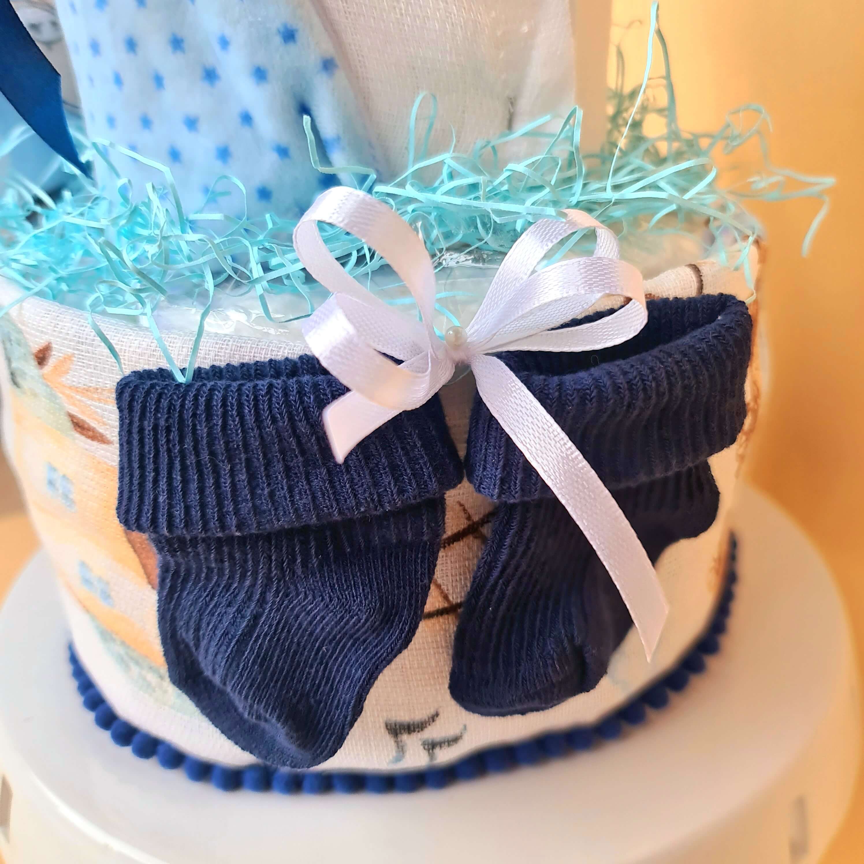 Sauskelnių tortas berniukui su migduku peliuku