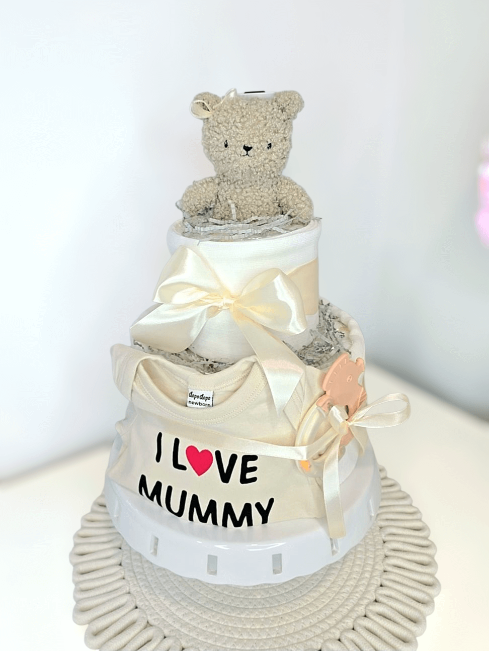 Sauskelnių tortas "I love mummy"