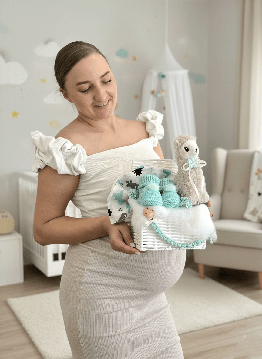 Dovanų dėžutė naujagimiui "Alpaka" (midi)