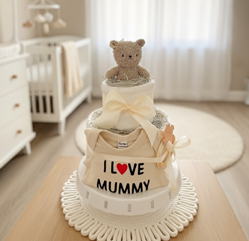 Sauskelnių tortas "I love mummy"
