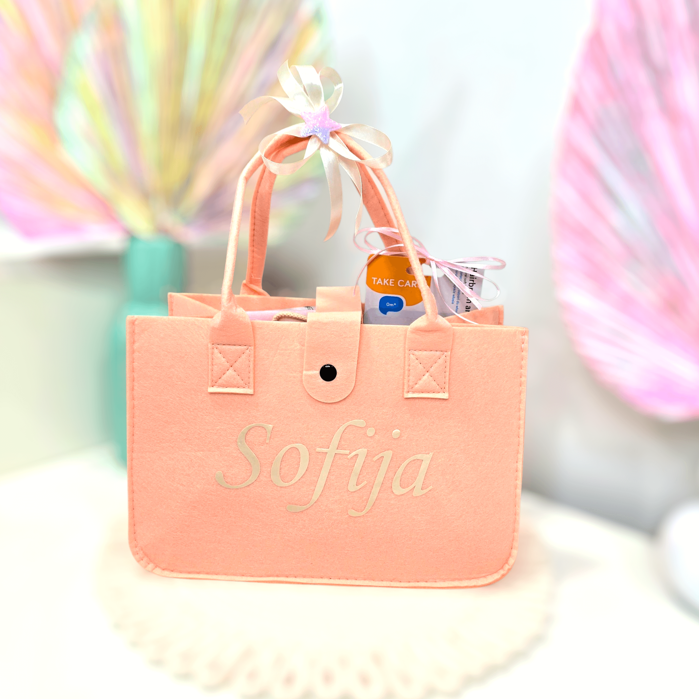 Dovanų krepšelis naujagimiui ir nėštukei (rožinis)