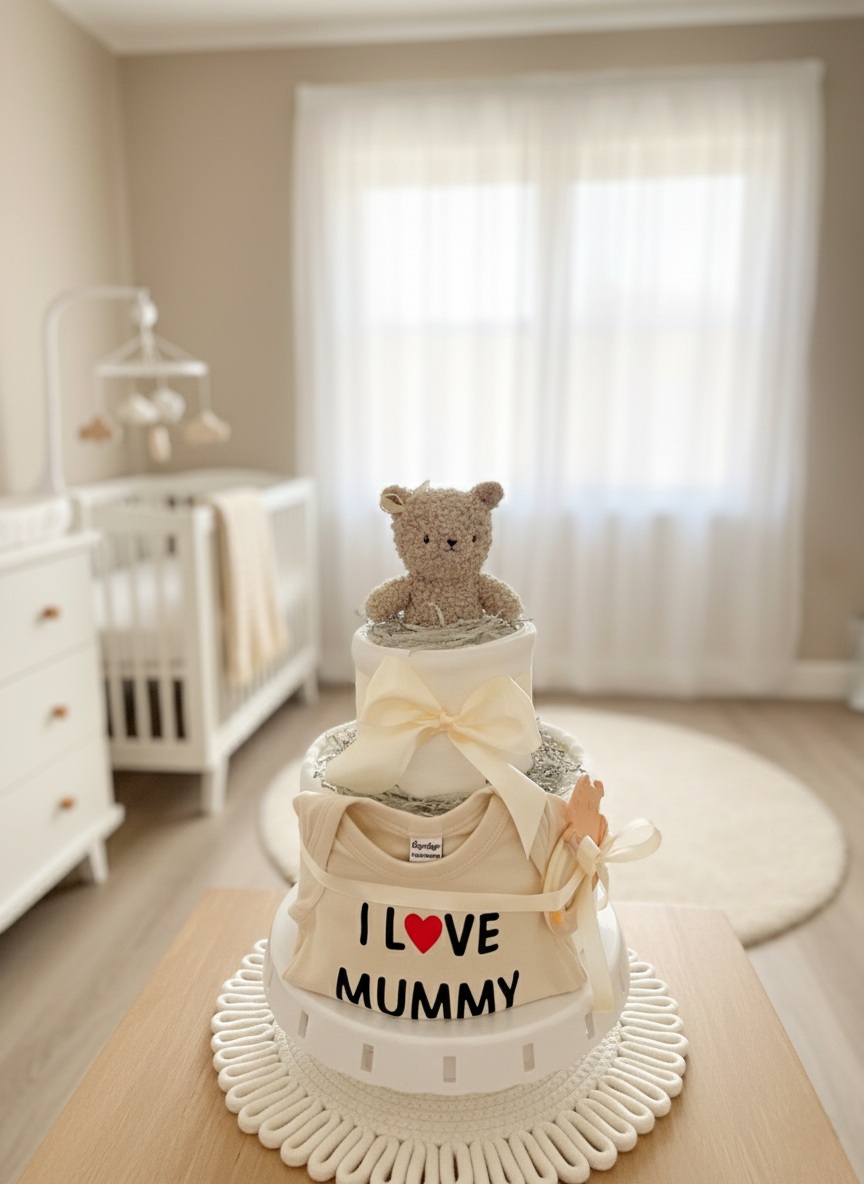 Sauskelnių tortas "I love mummy"