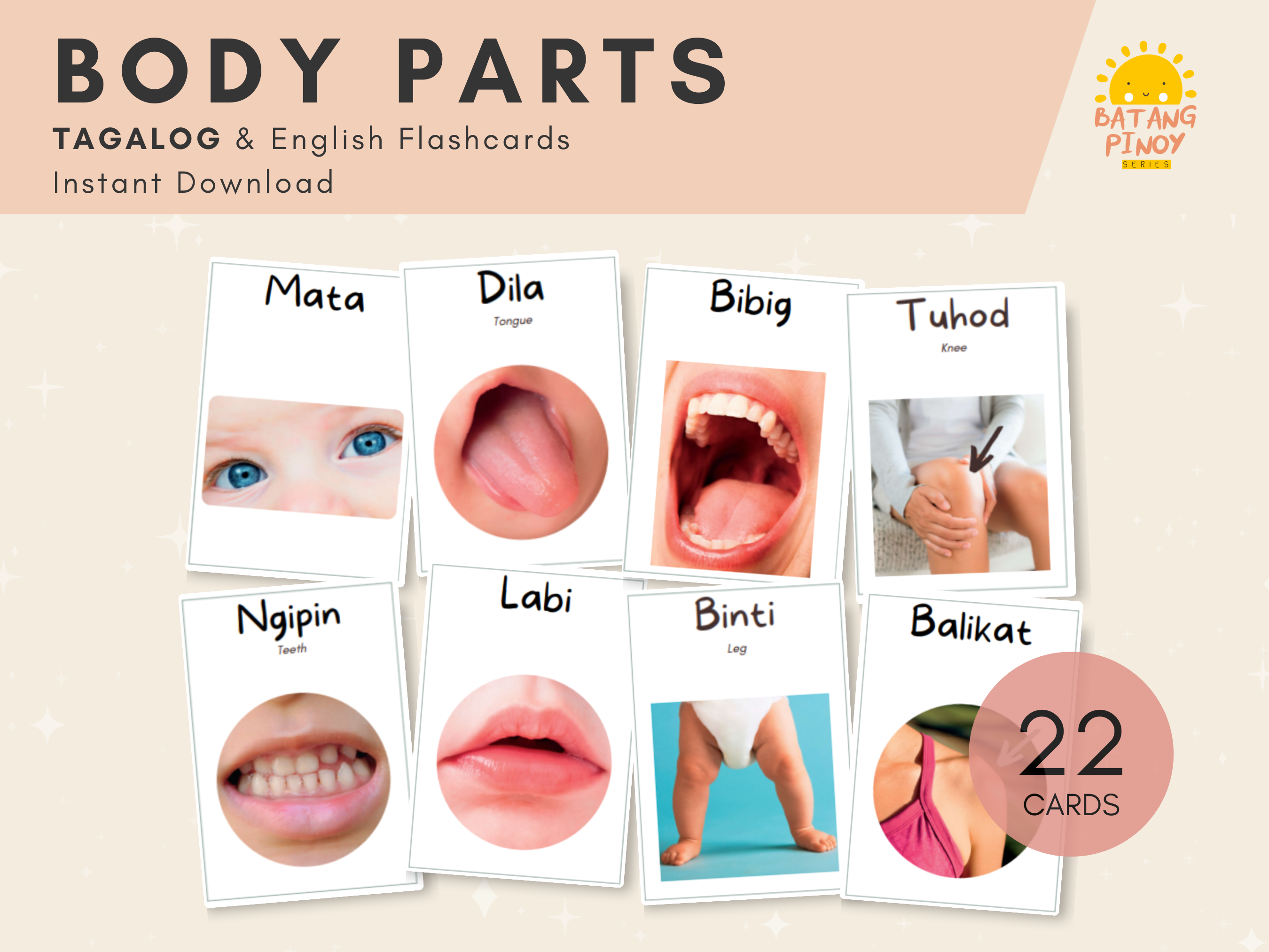 Body Parts Tagalog Flashcards