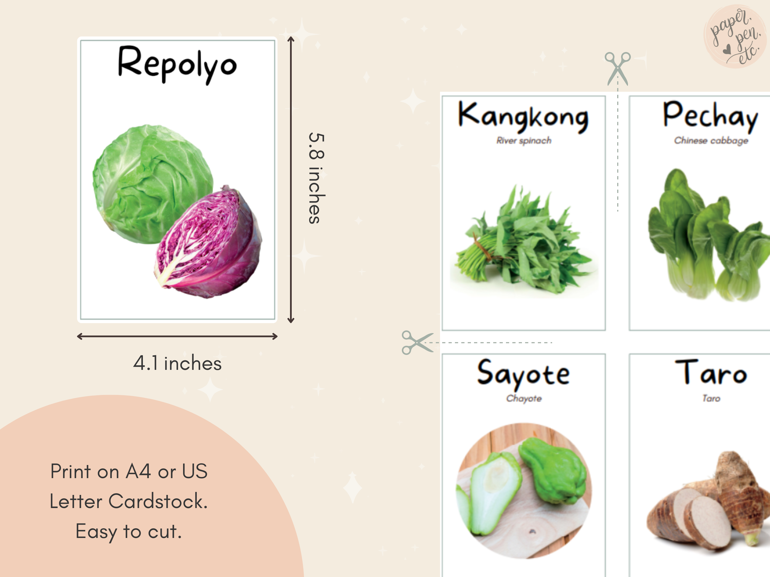 Vegetables Tagalog Flashcards