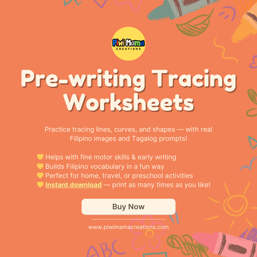Tagalog-English Prewriting Tracing Worksheets