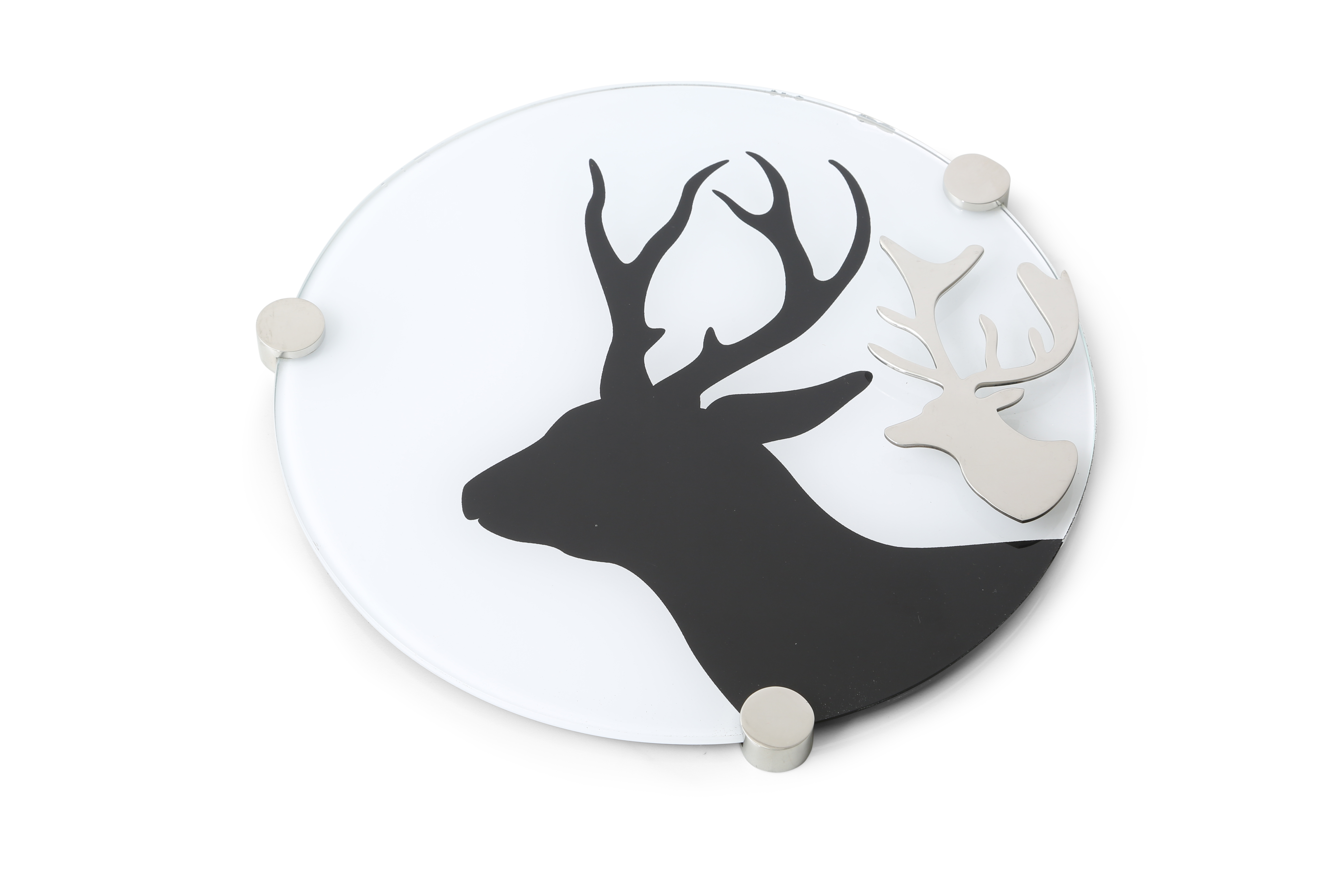 Tempered Glass & stainless steel platter