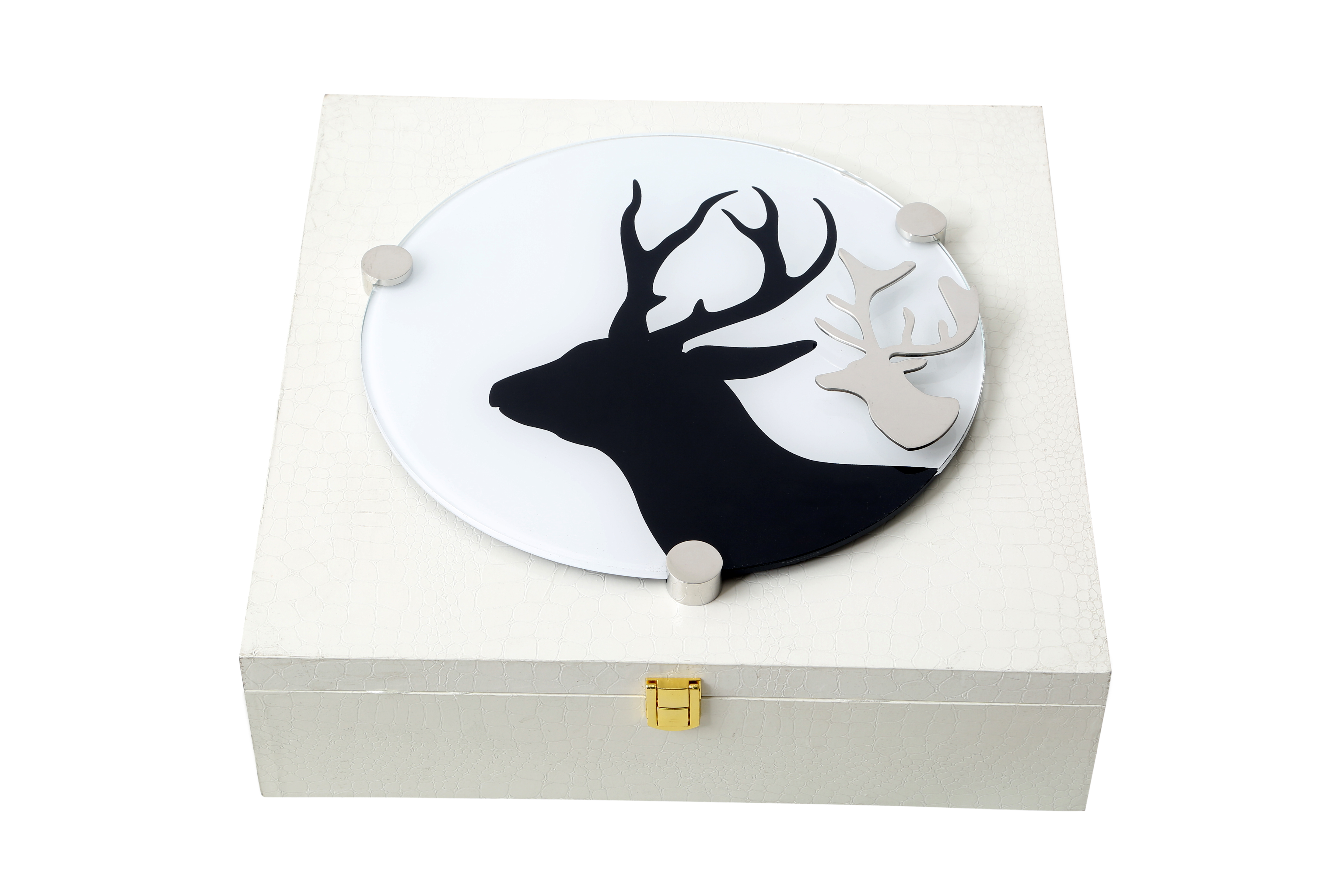 Tempered Glass & stainless steel platter