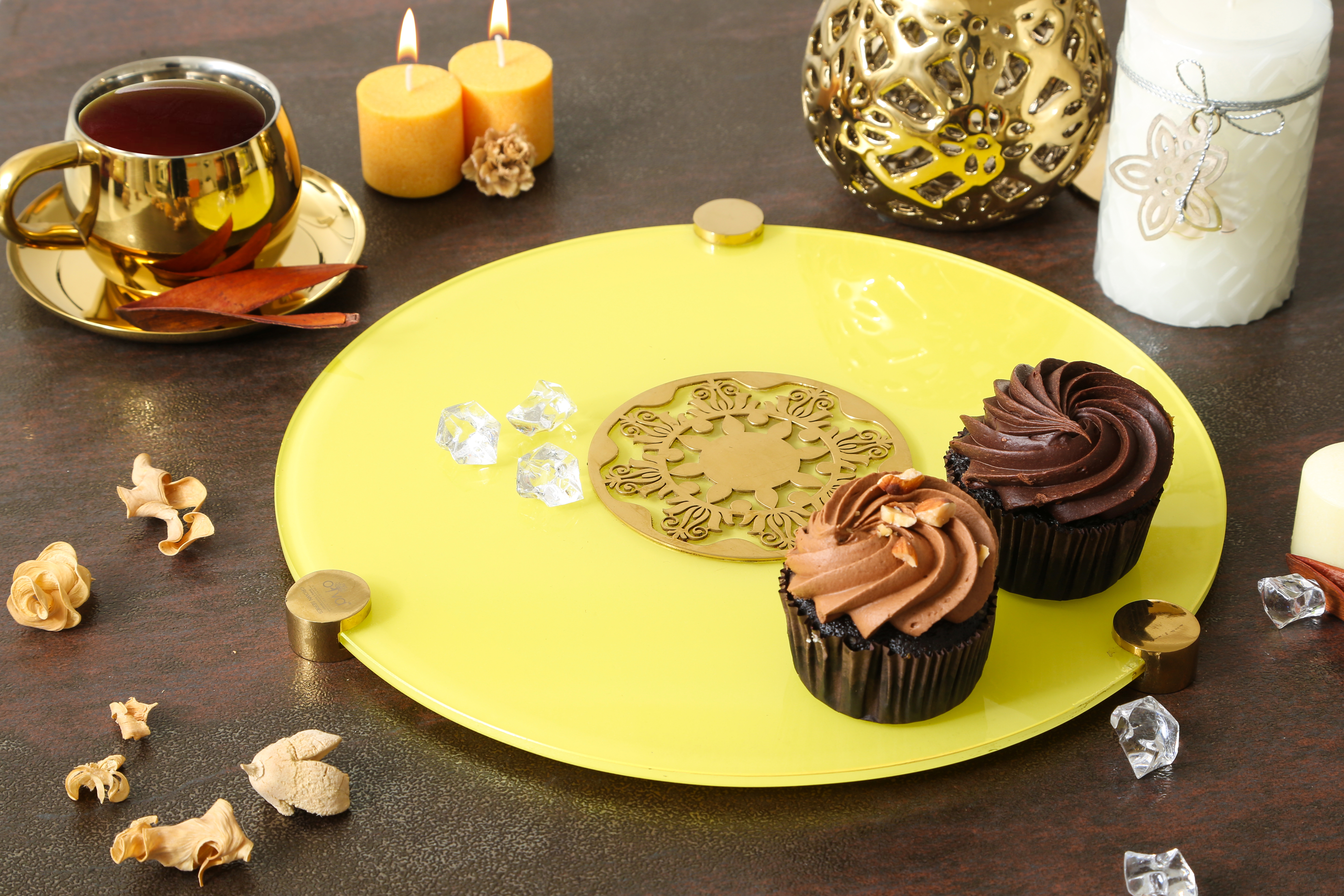 Tempered Glass and stainless Steel platter