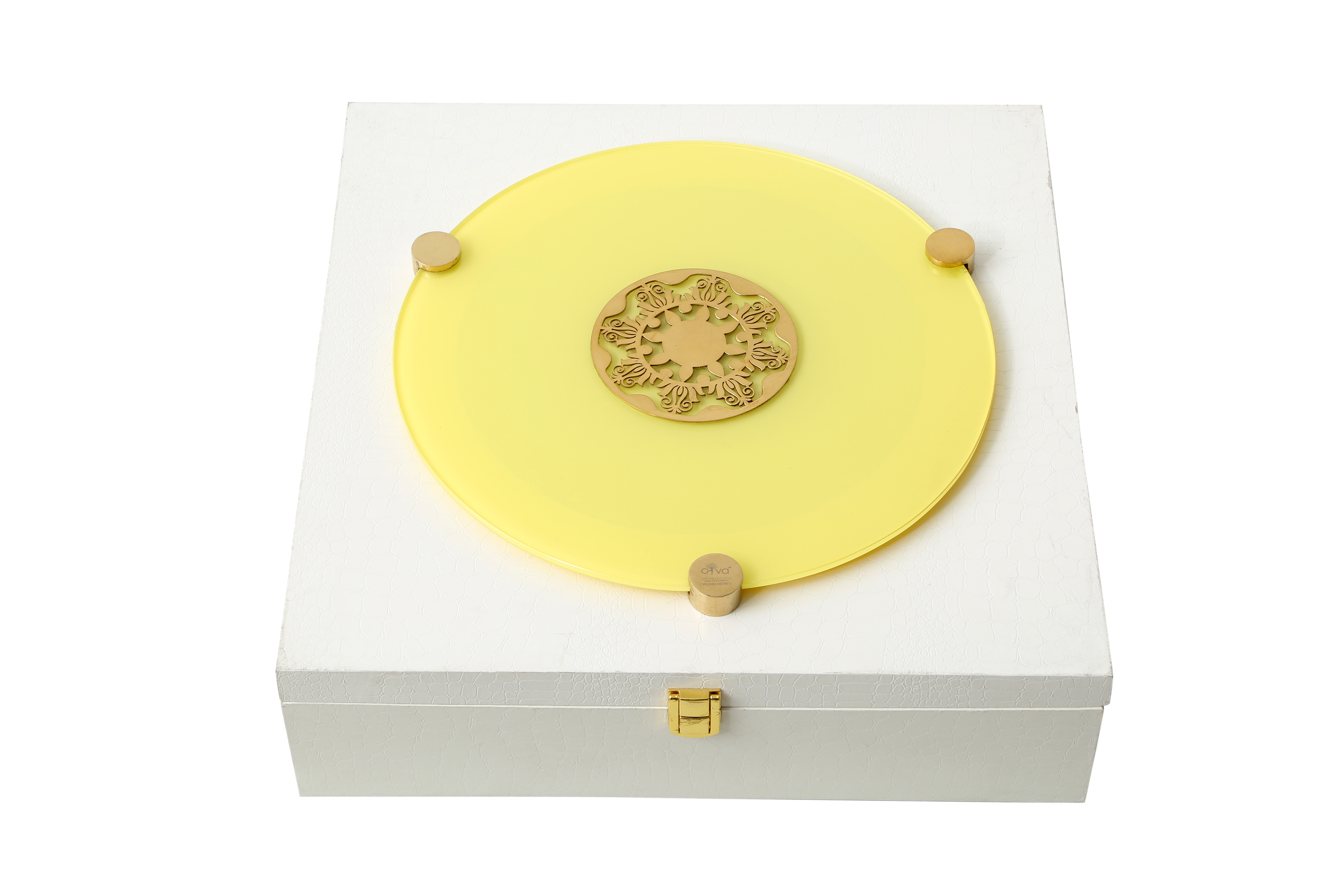 Tempered Glass and stainless Steel platter