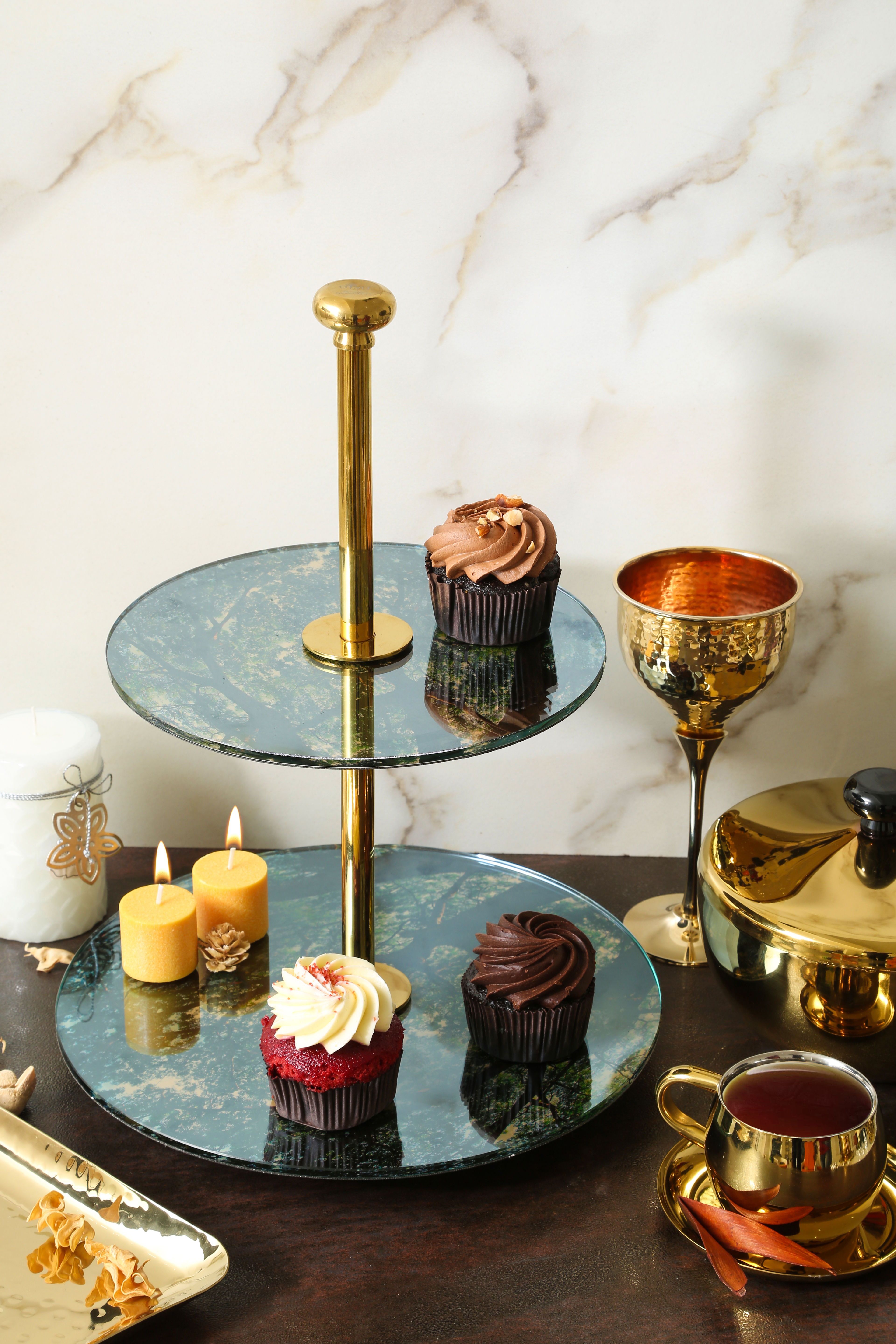 Oiva Glass 2 Tier Platter