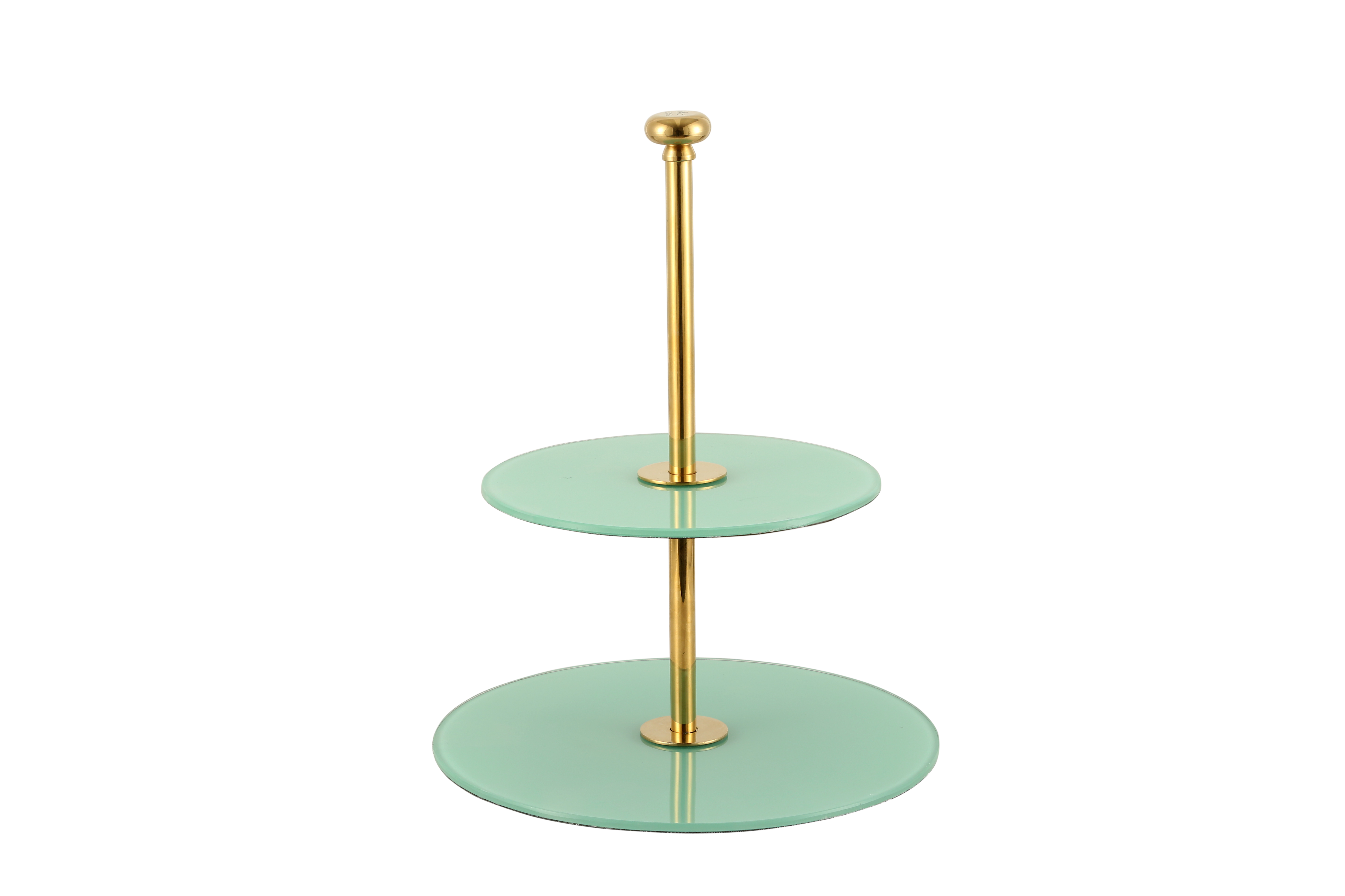 Oiva Glass 2 Tier Platter, Teal/Golden