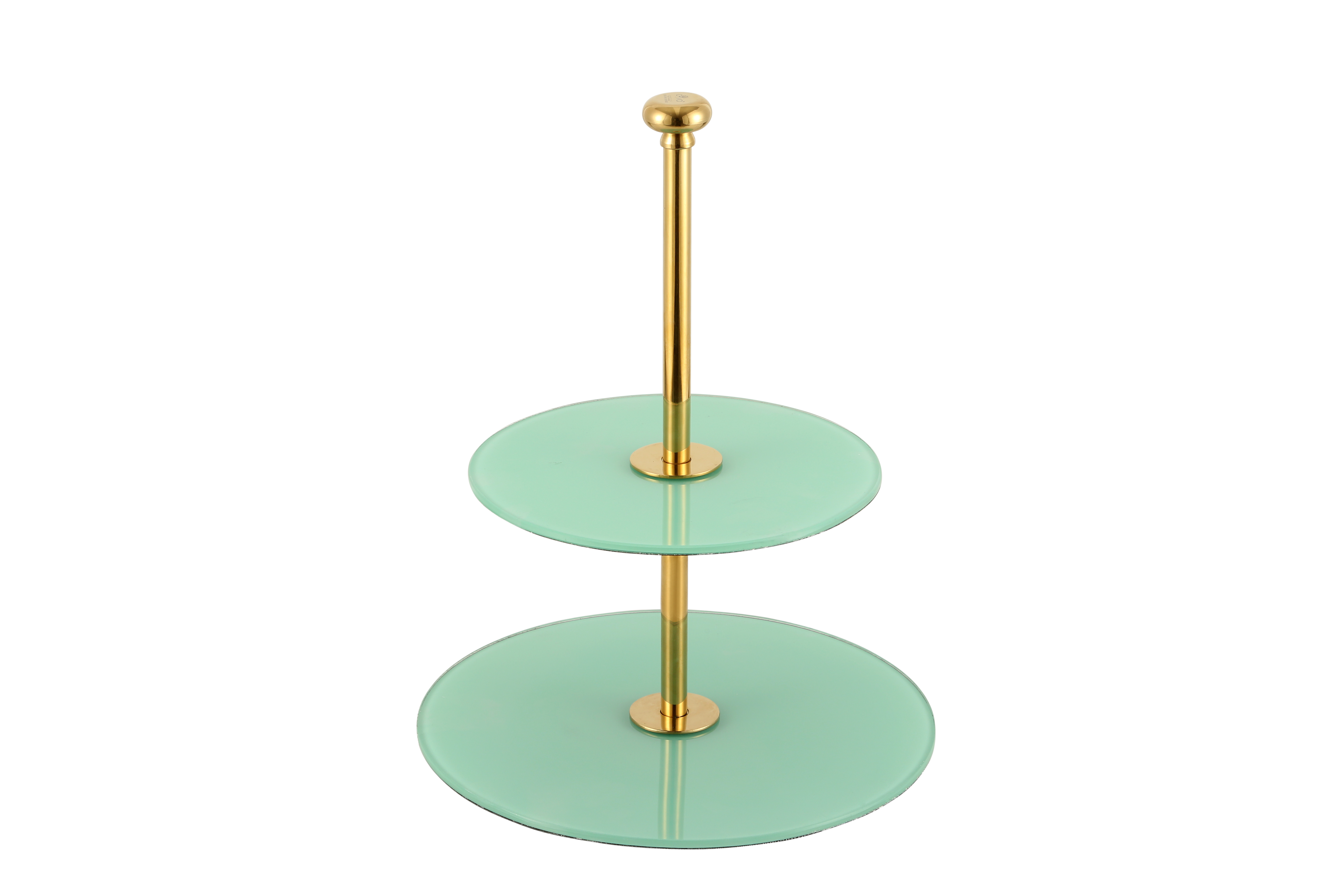 Oiva Glass 2 Tier Platter, Teal/Golden