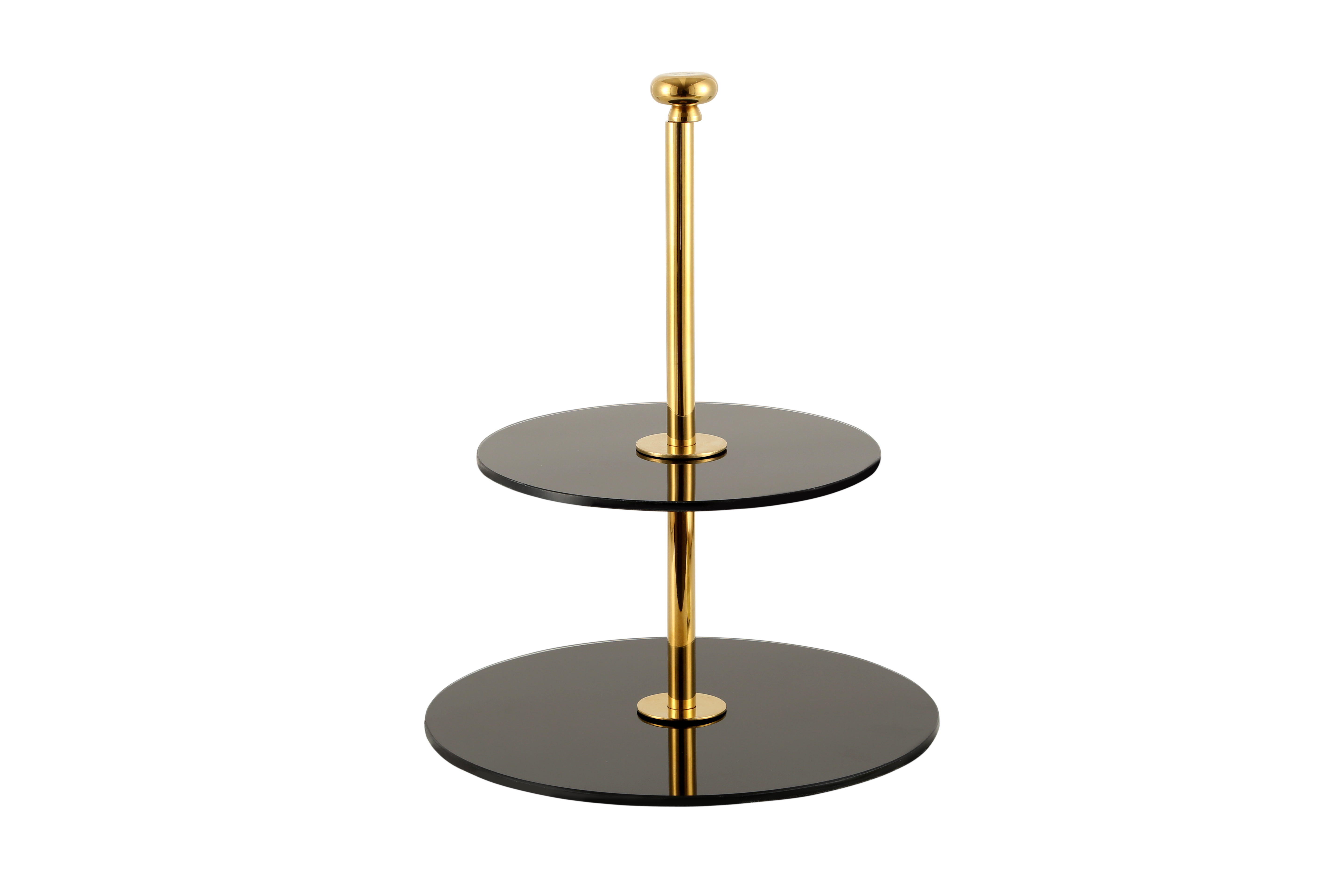 Oiva Glass 2 Tier Platter, Golden/Black