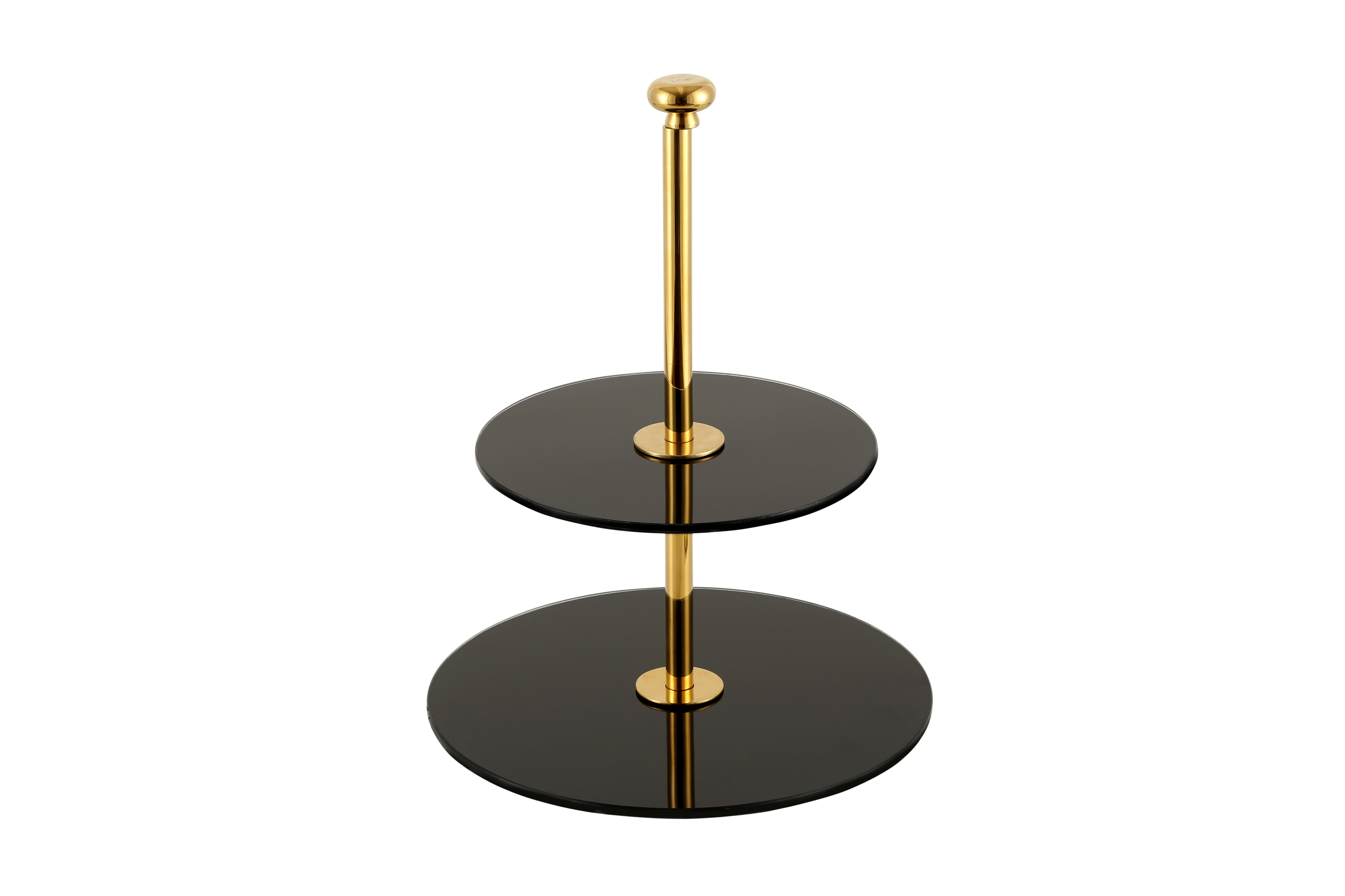 Oiva Glass 2 Tier Platter, Golden/Black
