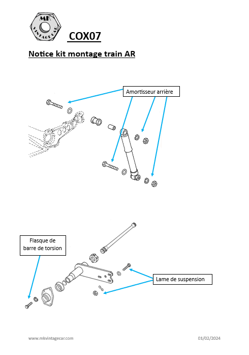 Kit de montage train AR VW cox 