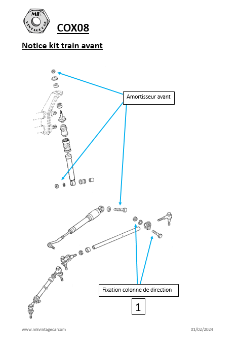 Kit de montage train AV à rotule VW cox 