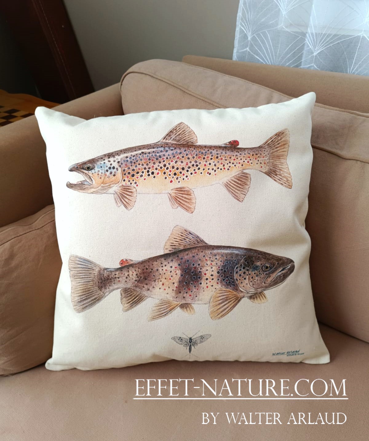 Coussin décoratif "Truites Fario"
