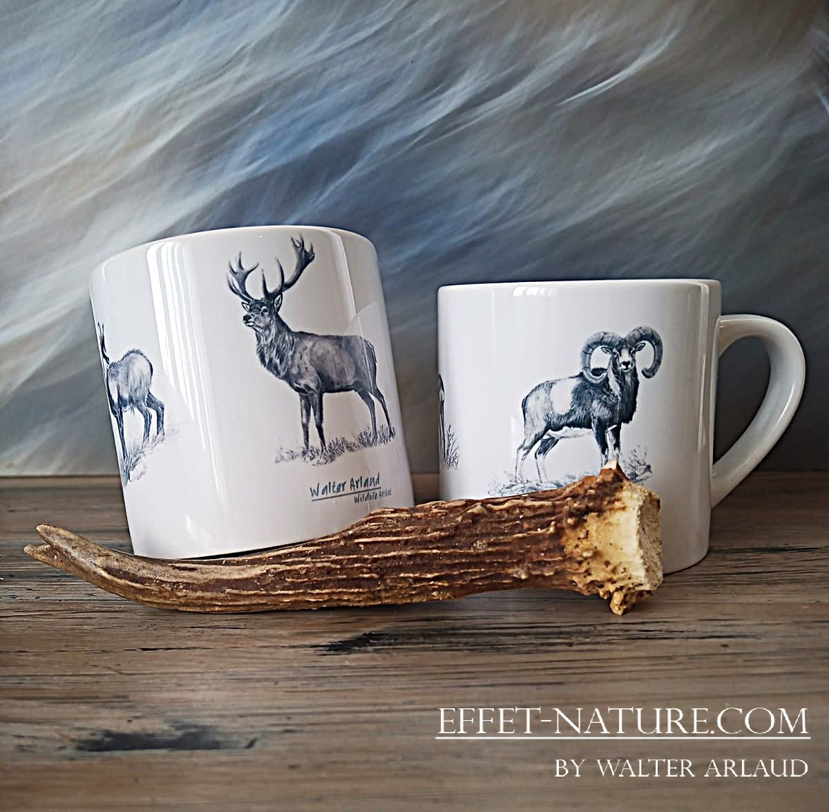 Duo de Tasses à café en céramique avec illustrations animalières "Grande faune"