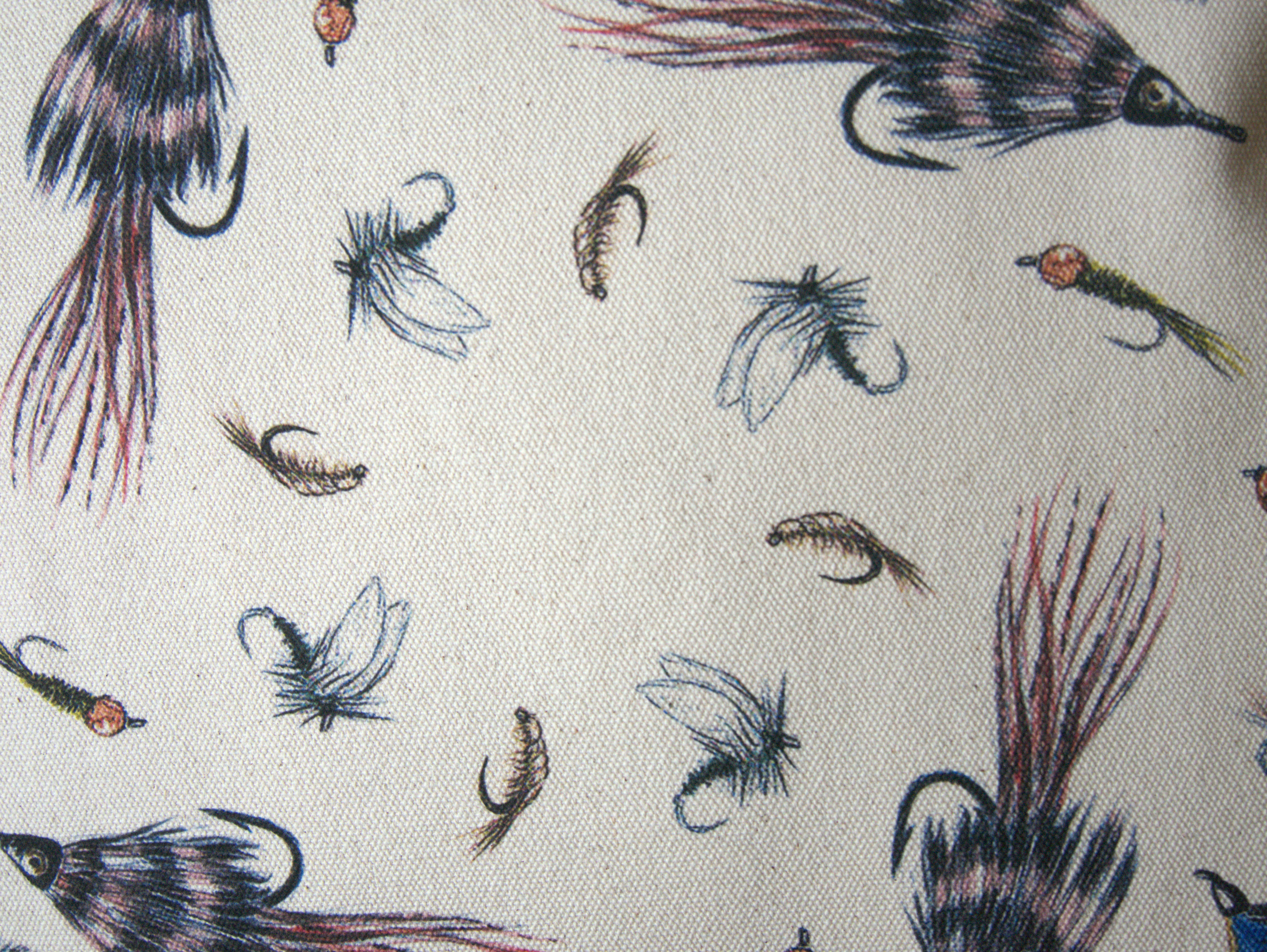 Coussin décoratif "Mouches de pêche" de Walter Arlaud