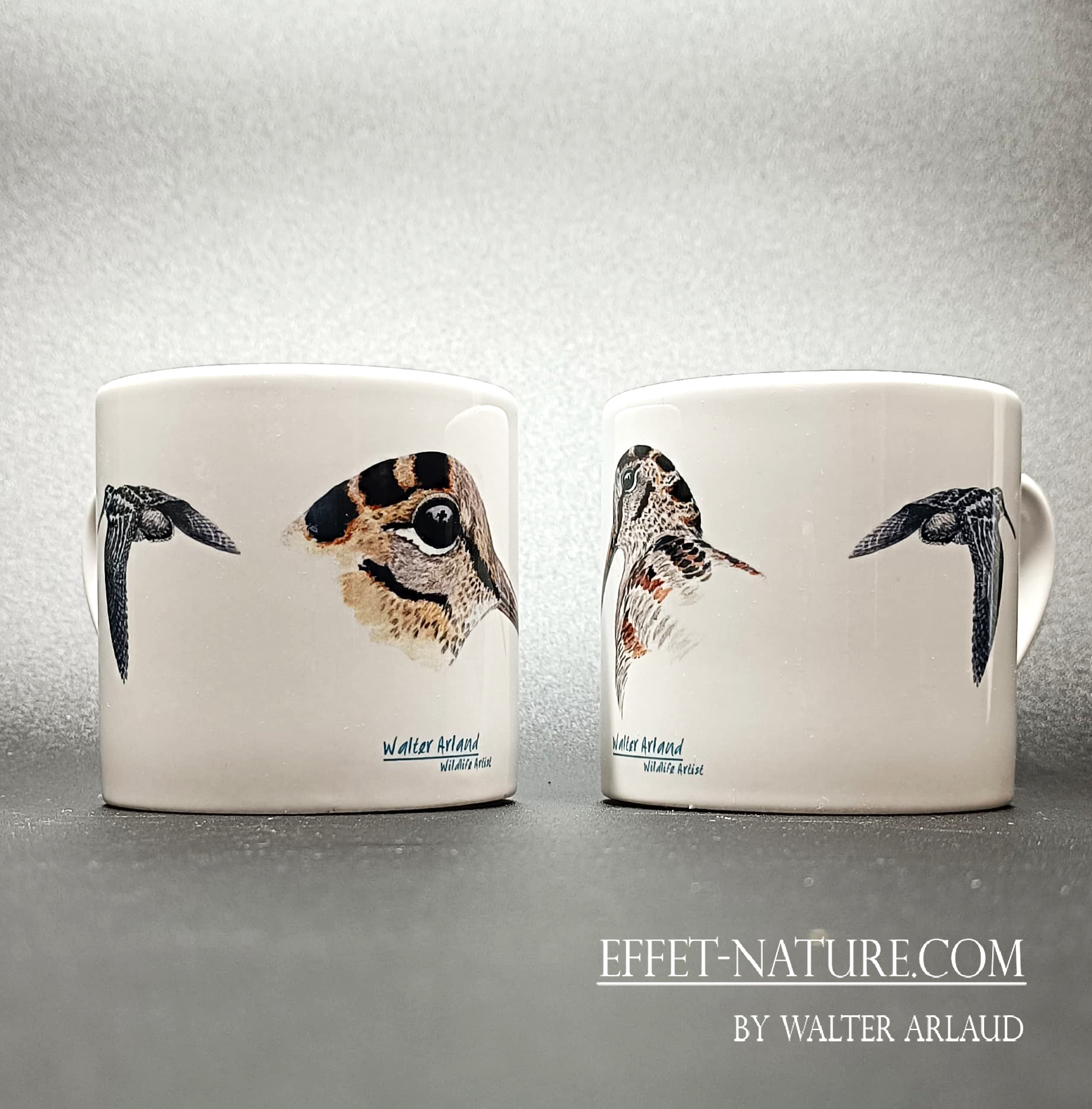 Duo de Tasses à café en céramique "Bécasse"