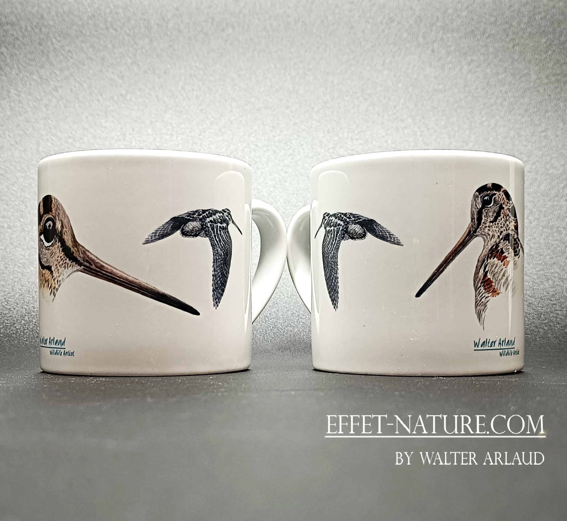 Duo de Tasses à café en céramique "Bécasse"