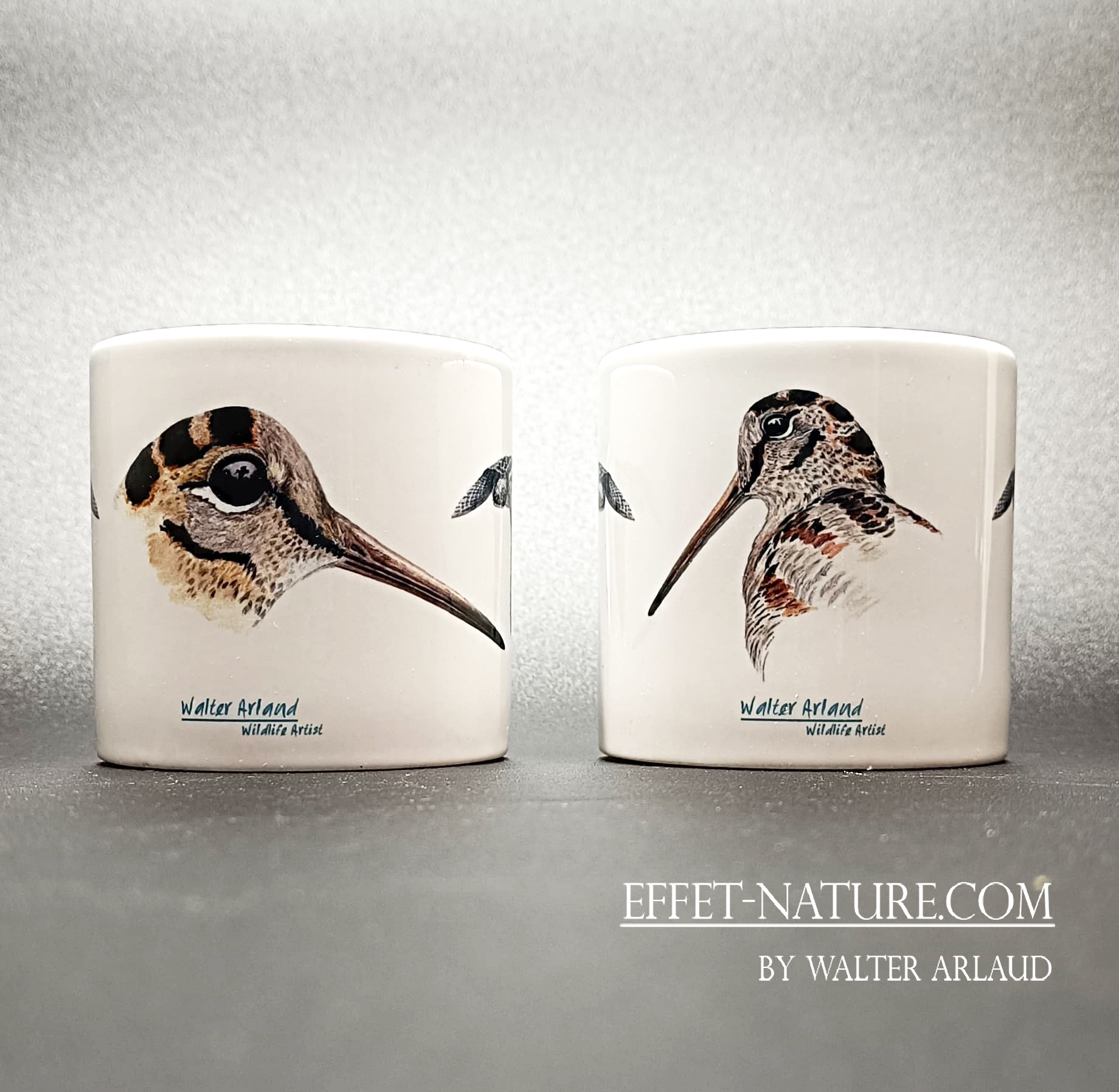 Duo de Tasses à café en céramique "Bécasse"