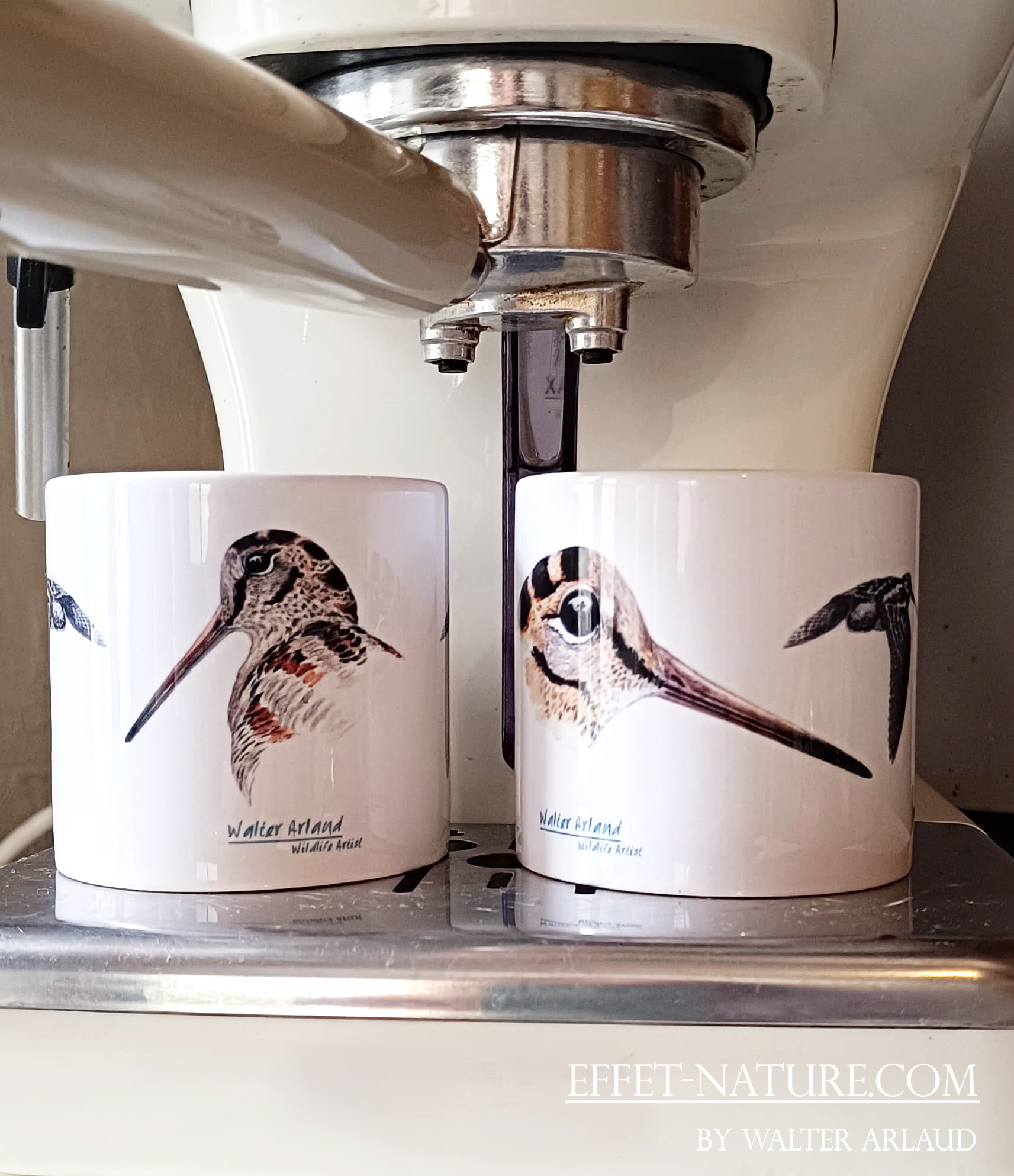 Duo de Tasses à café en céramique "Bécasse"