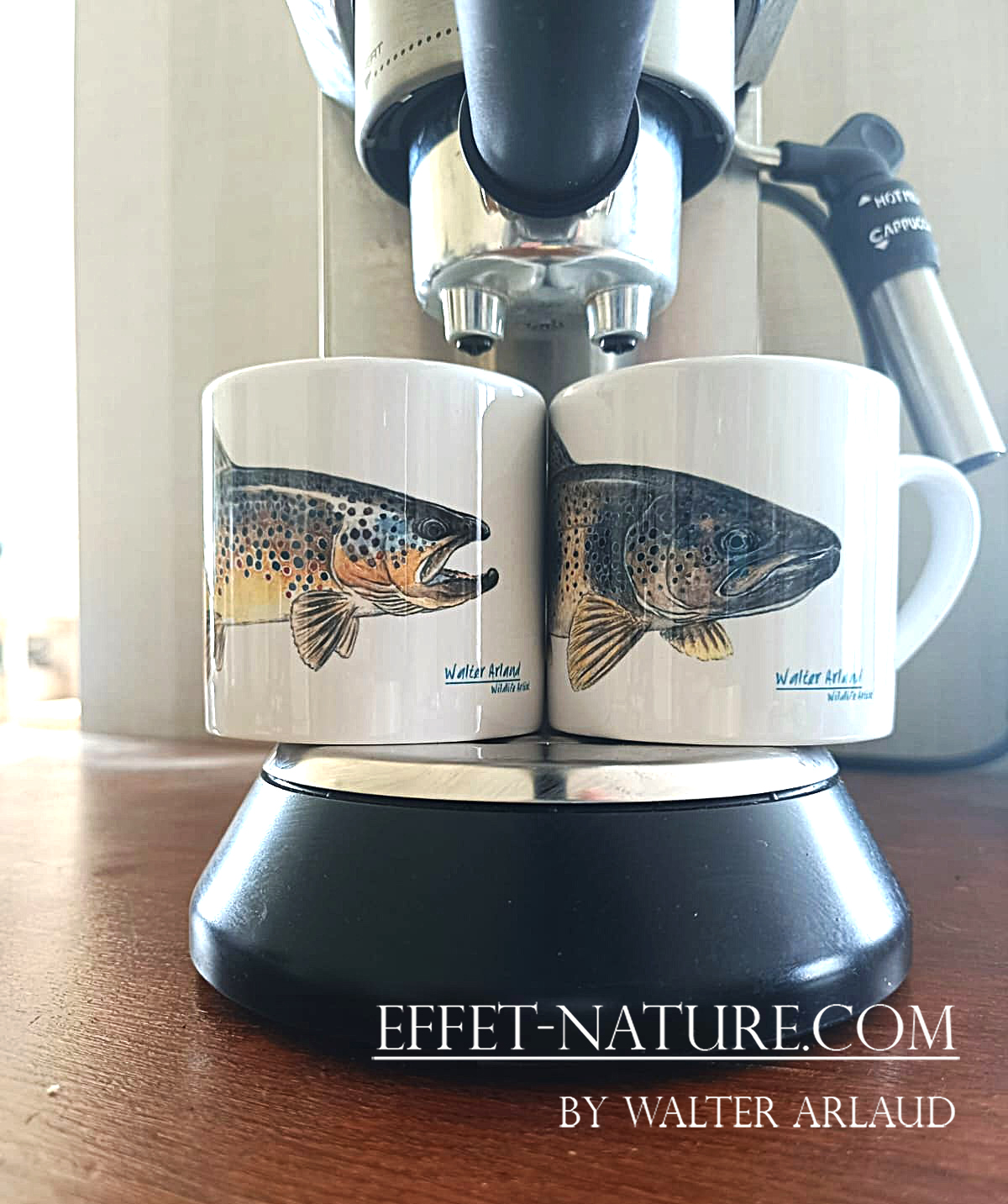 Duo de Tasses à café en céramique "Truites Fario"