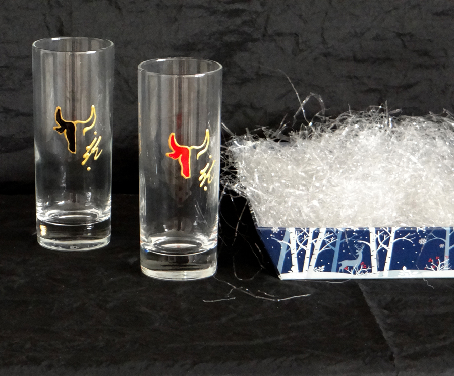 Verre "Long Drinks" avec dessin Taureau Or