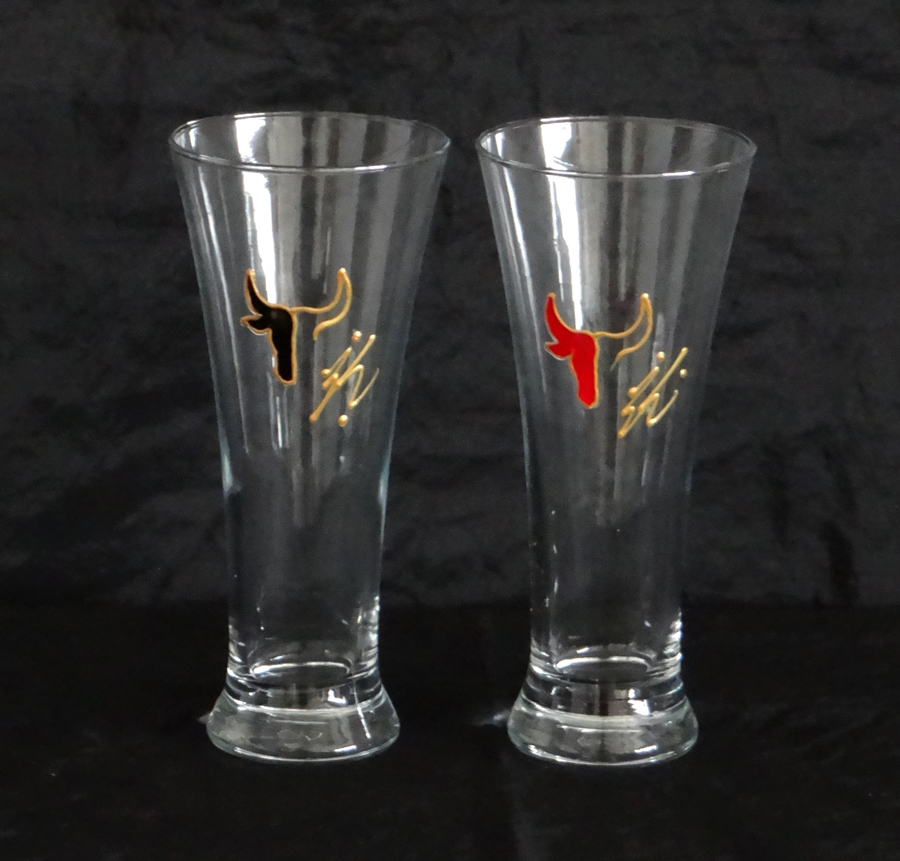 Duo Verres Bière Taureau de type "Flûte" 