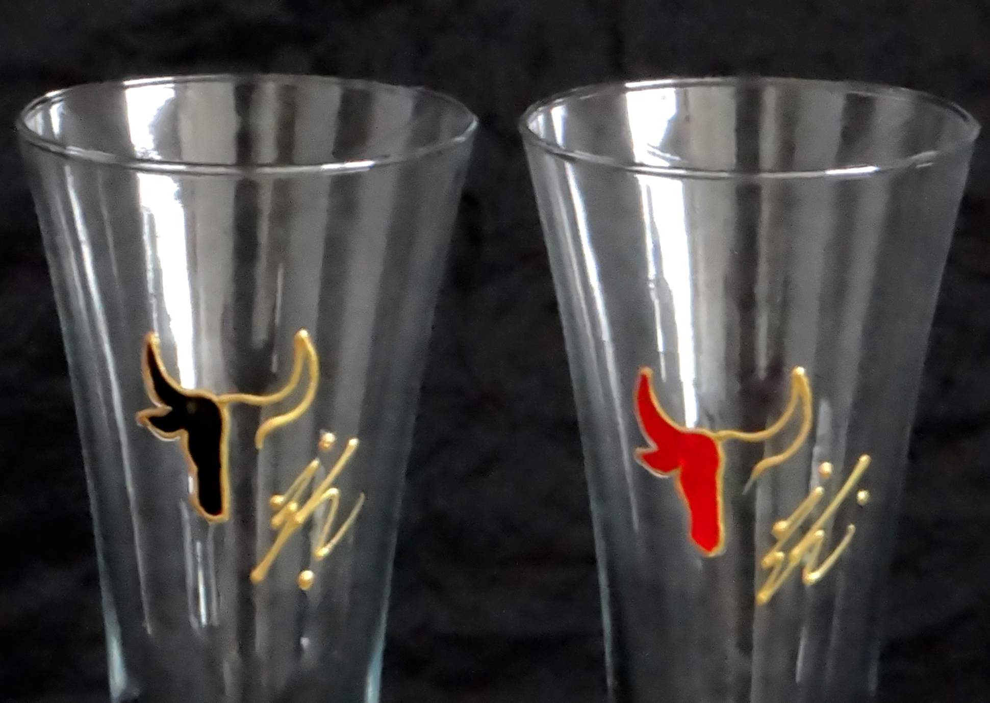Duo Verres Bière Taureau de type "Flûte" 