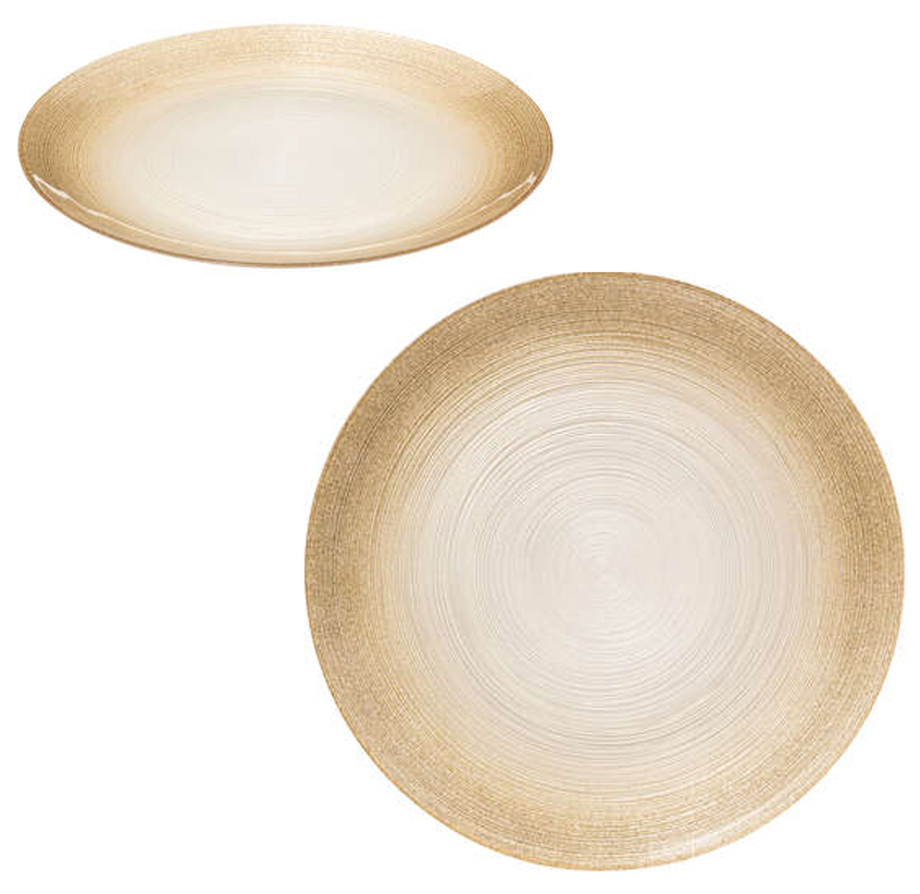  6 Assiettes Taureau Design Beige & Or pailletées